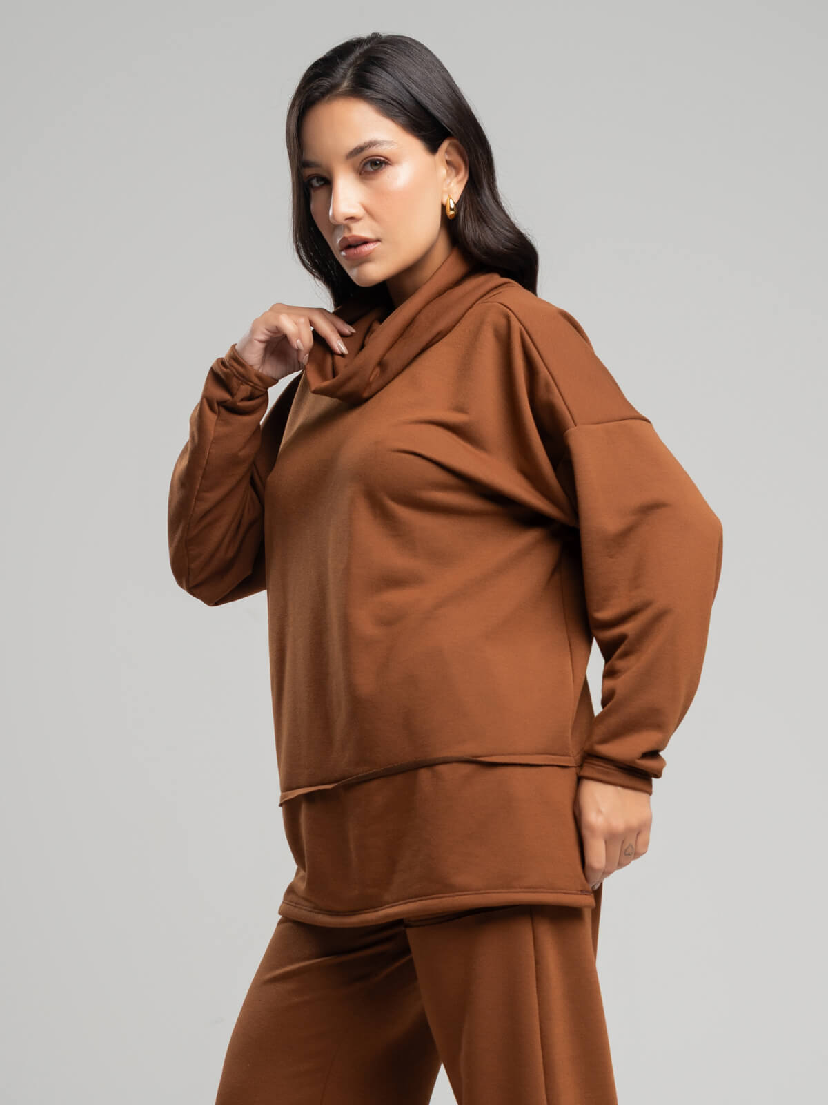 Casaco Oversize Golão Moletinho Marrom - Vicbela