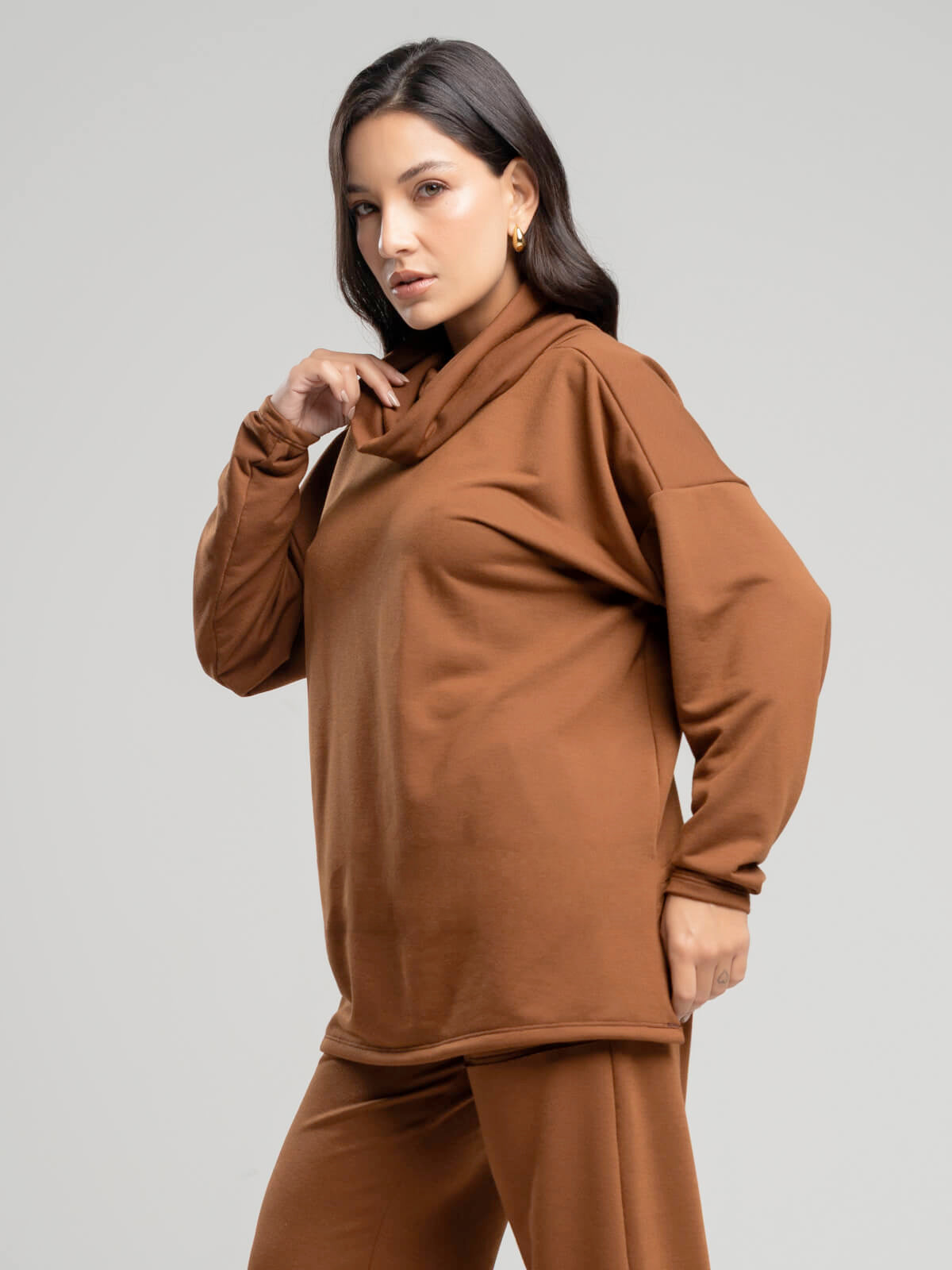 Casaco Oversize Golão Moletinho Marrom - Vicbela