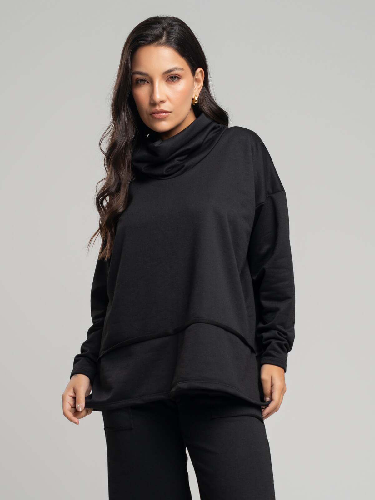 Casaco Oversize Golão Moletinho Preto - Vicbela