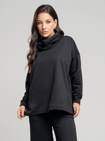 Casaco Oversize Golão Moletinho Preto - Vicbela