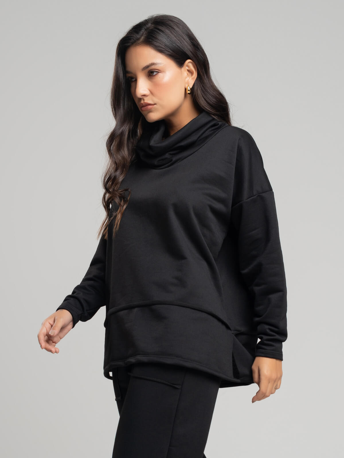 Casaco Oversize Golão Moletinho Preto - Vicbela