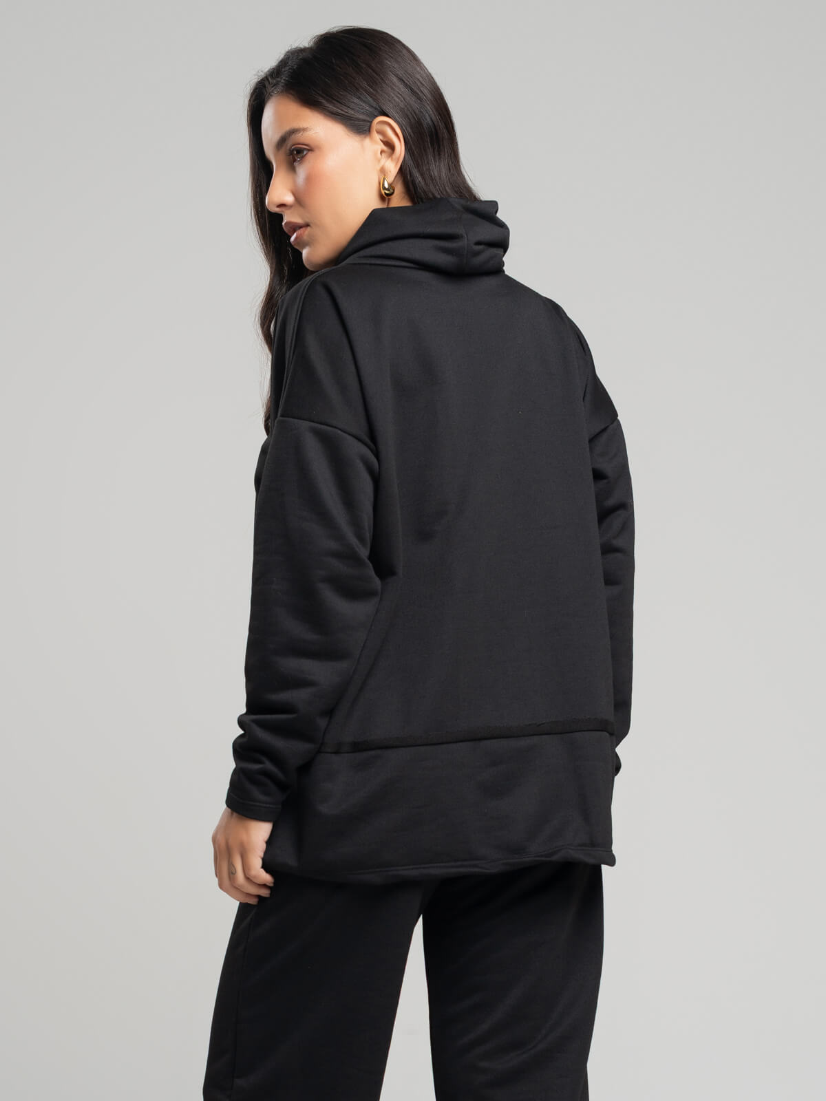 Casaco Oversize Golão Moletinho Preto - Vicbela