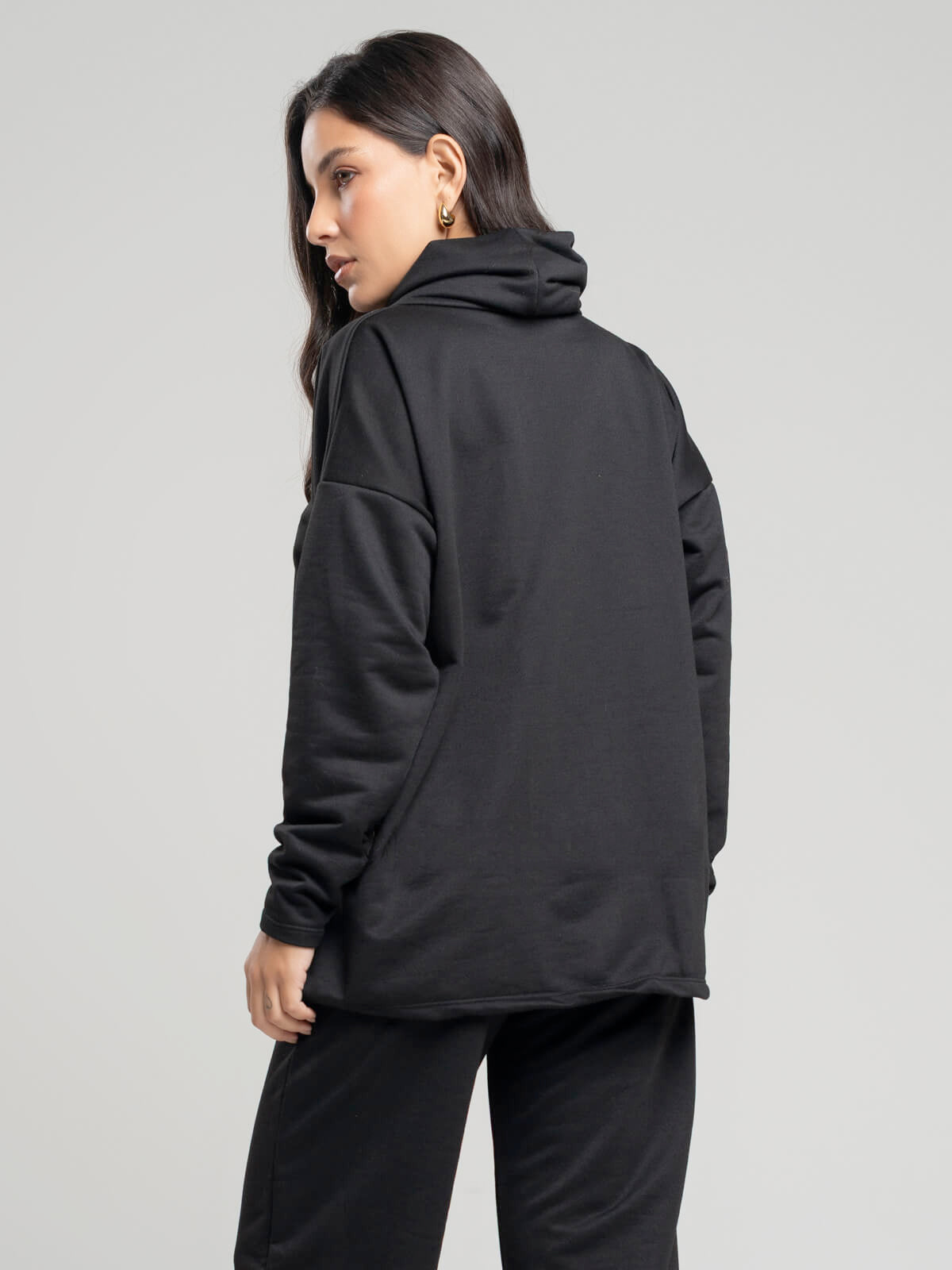 Casaco Oversize Golão Moletinho Preto - Vicbela