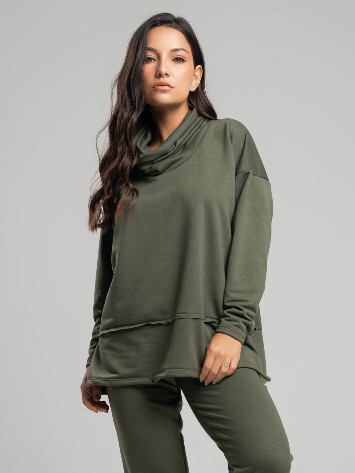 Casaco Oversize Golão Moletinho Verde Militar - Vicbela