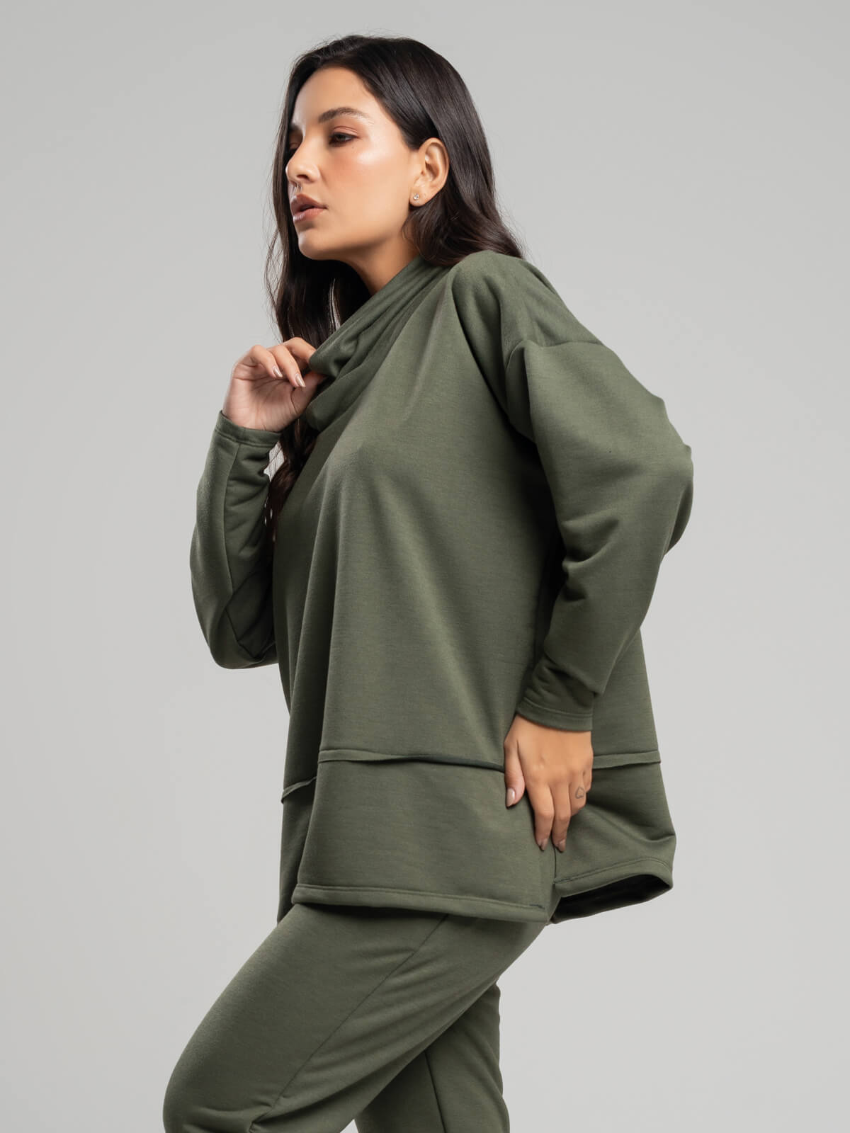 Casaco Oversize Golão Moletinho Verde Militar - Vicbela