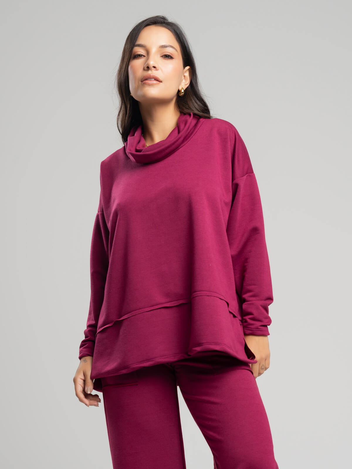 Casaco Oversize Golão Moletinho Vinho - Vicbela