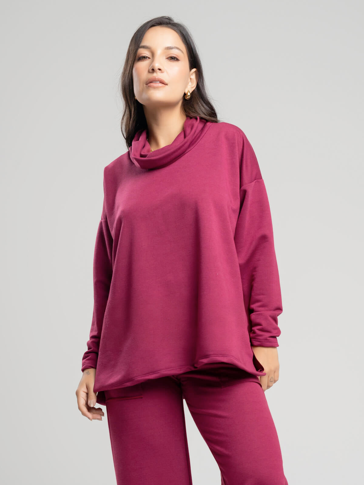Casaco Oversize Golão Moletinho Vinho - Vicbela