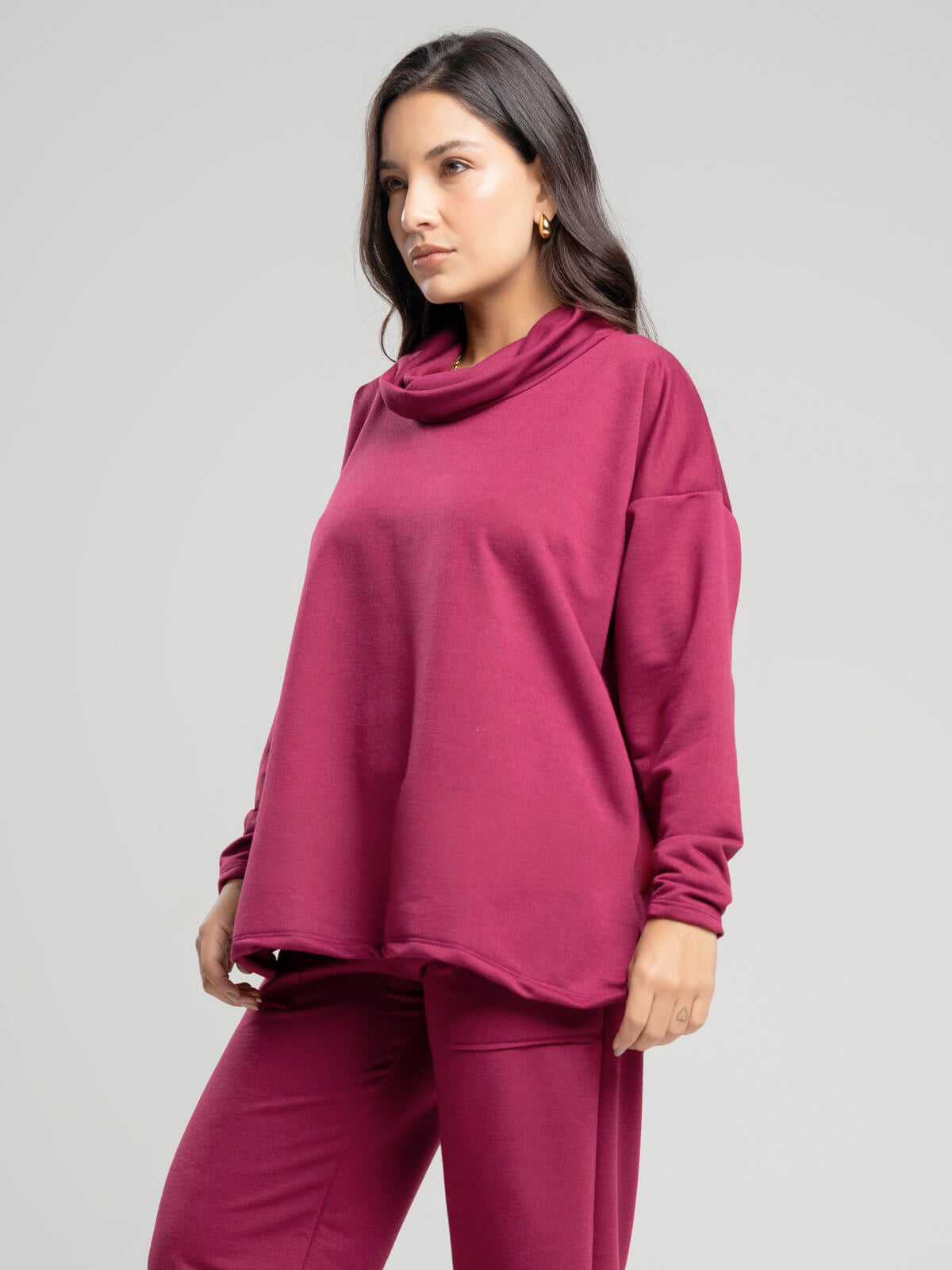 Casaco Oversize Golão Moletinho Vinho - Vicbela