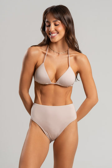 Biquíni Cortininha Hot Pants Liso Bege - Vicbela