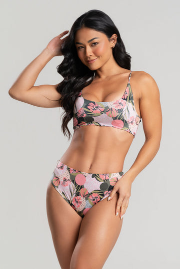 Biquíni Faixa Calcinha Hot Pants Estampado Rosa - Vicbela