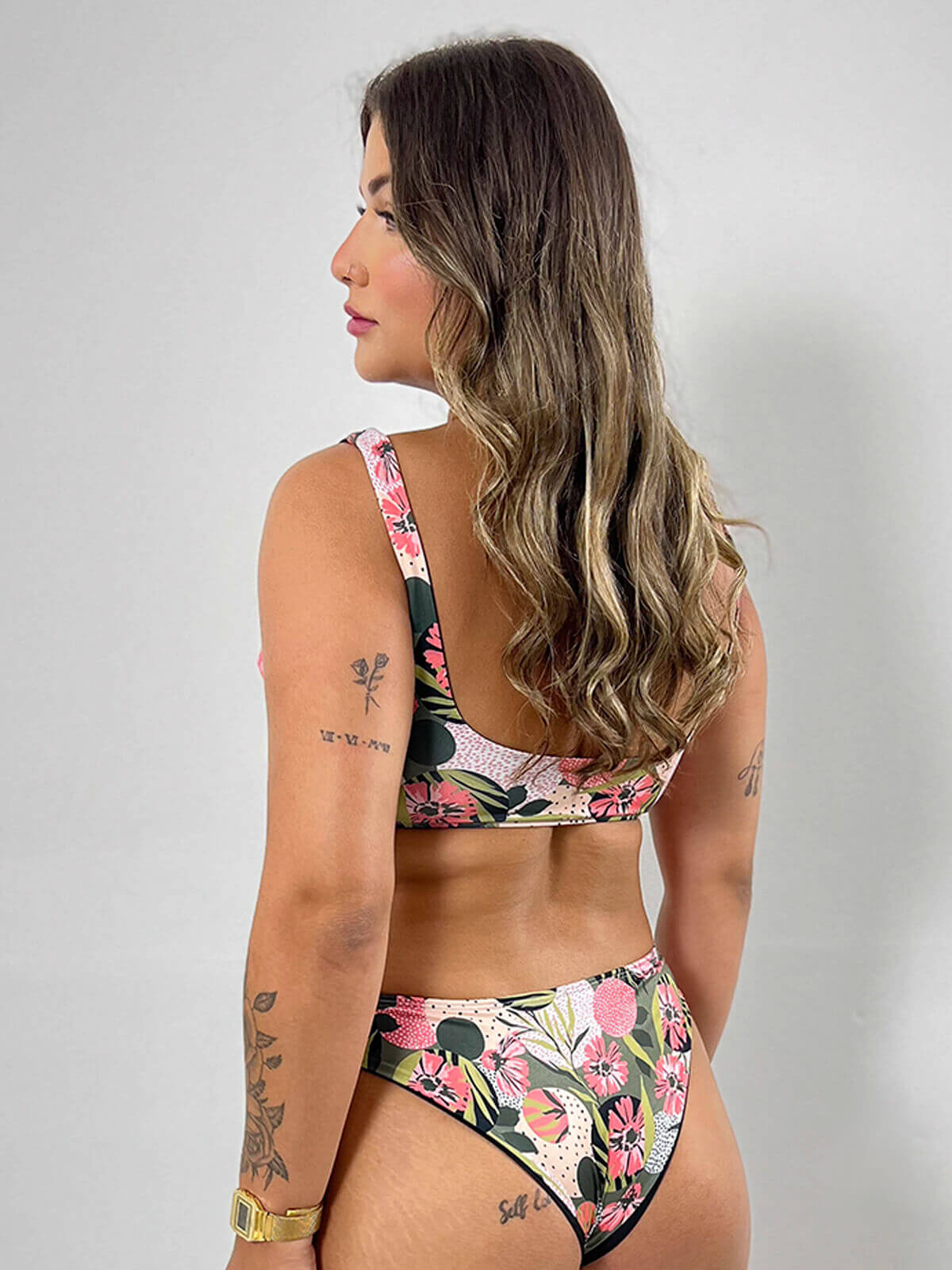 Biquini Regata Calcinha Comum Estampado Rosa - Vicbela