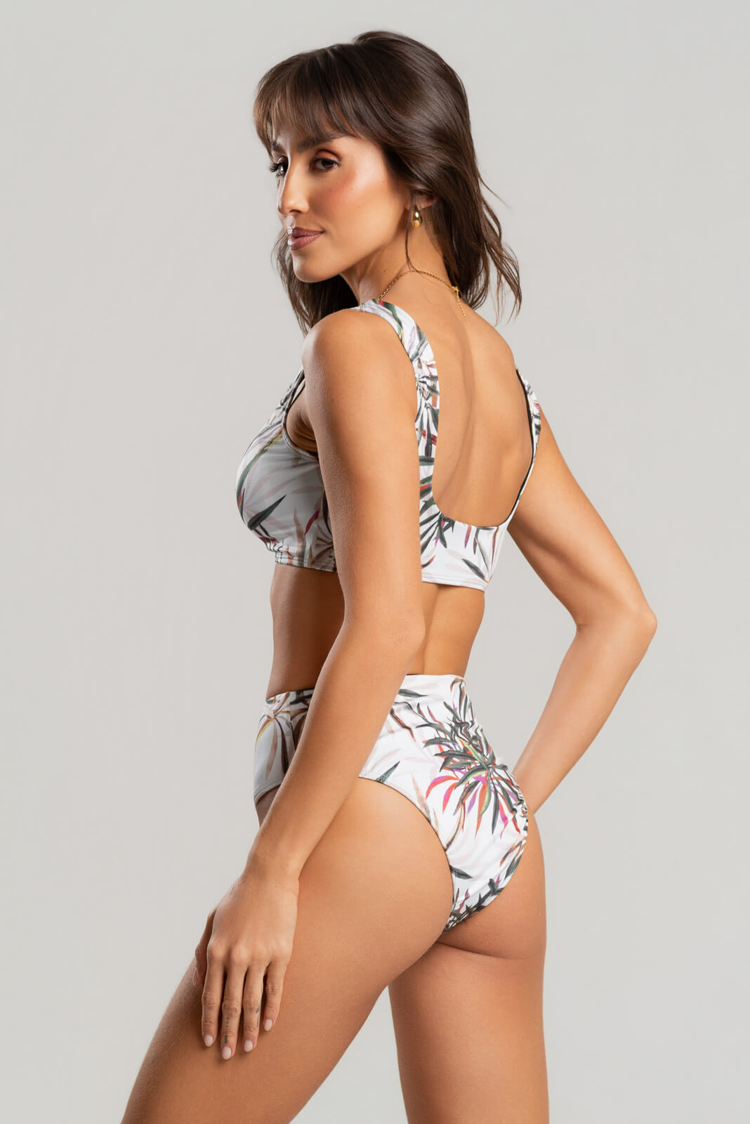 Biquini Regata Hot Pants Estampado Branco - Vicbela