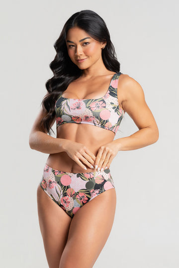 Biquini Regata Hot Pants Estampado Rosa - Vicbela