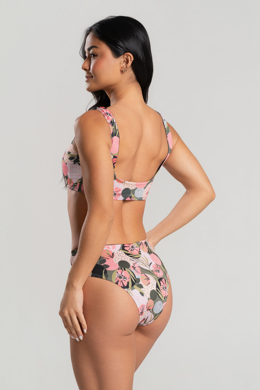 Biquini Regata Hot Pants Estampado Rosa - Vicbela