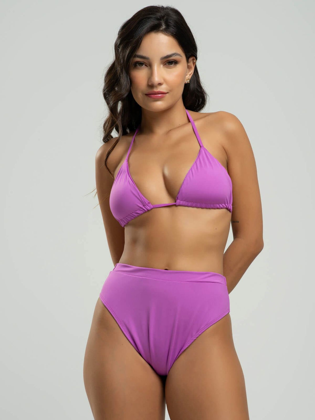 Biquíni Cortininha Hot Pants Liso Roxo - Vicbela