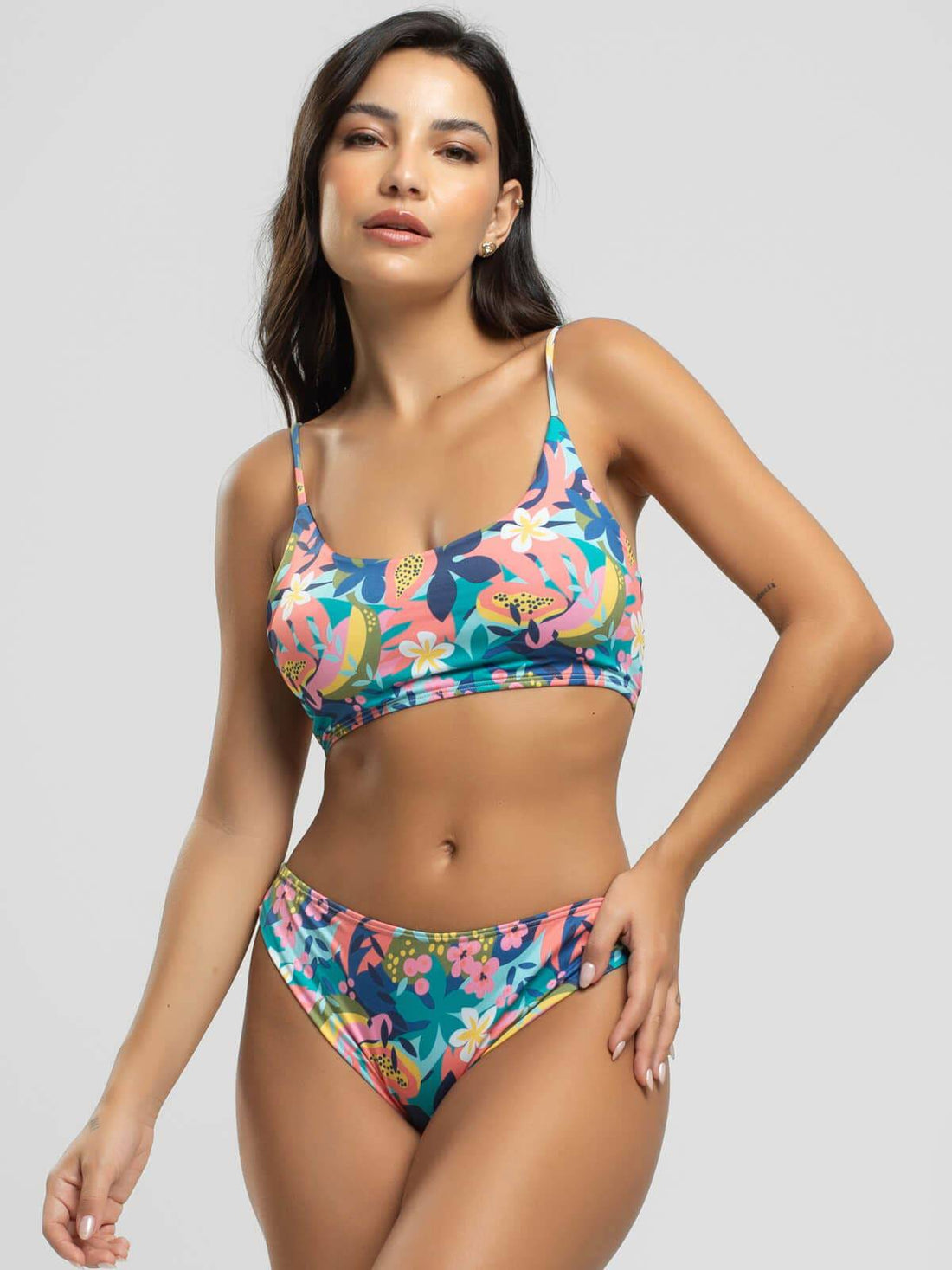 Biquíni Faixa Calcinha Comum Estampado Flor - Vicbela
