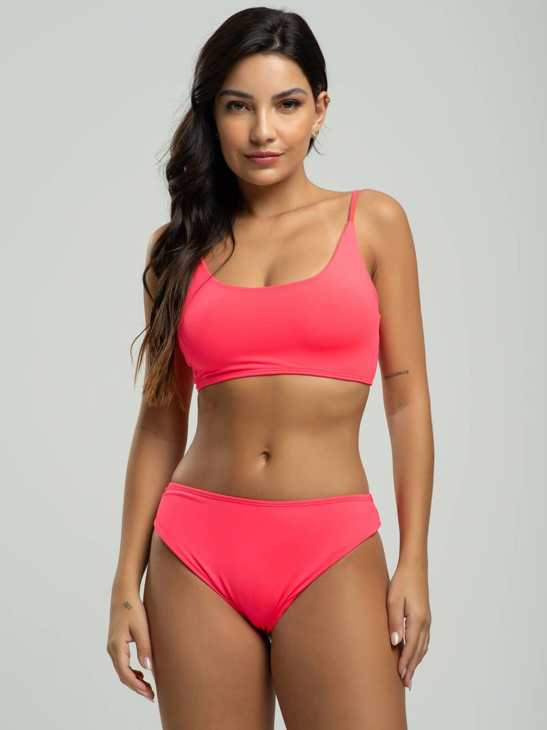 Biquíni Faixa Calcinha Comum Liso Rosa - Vicbela