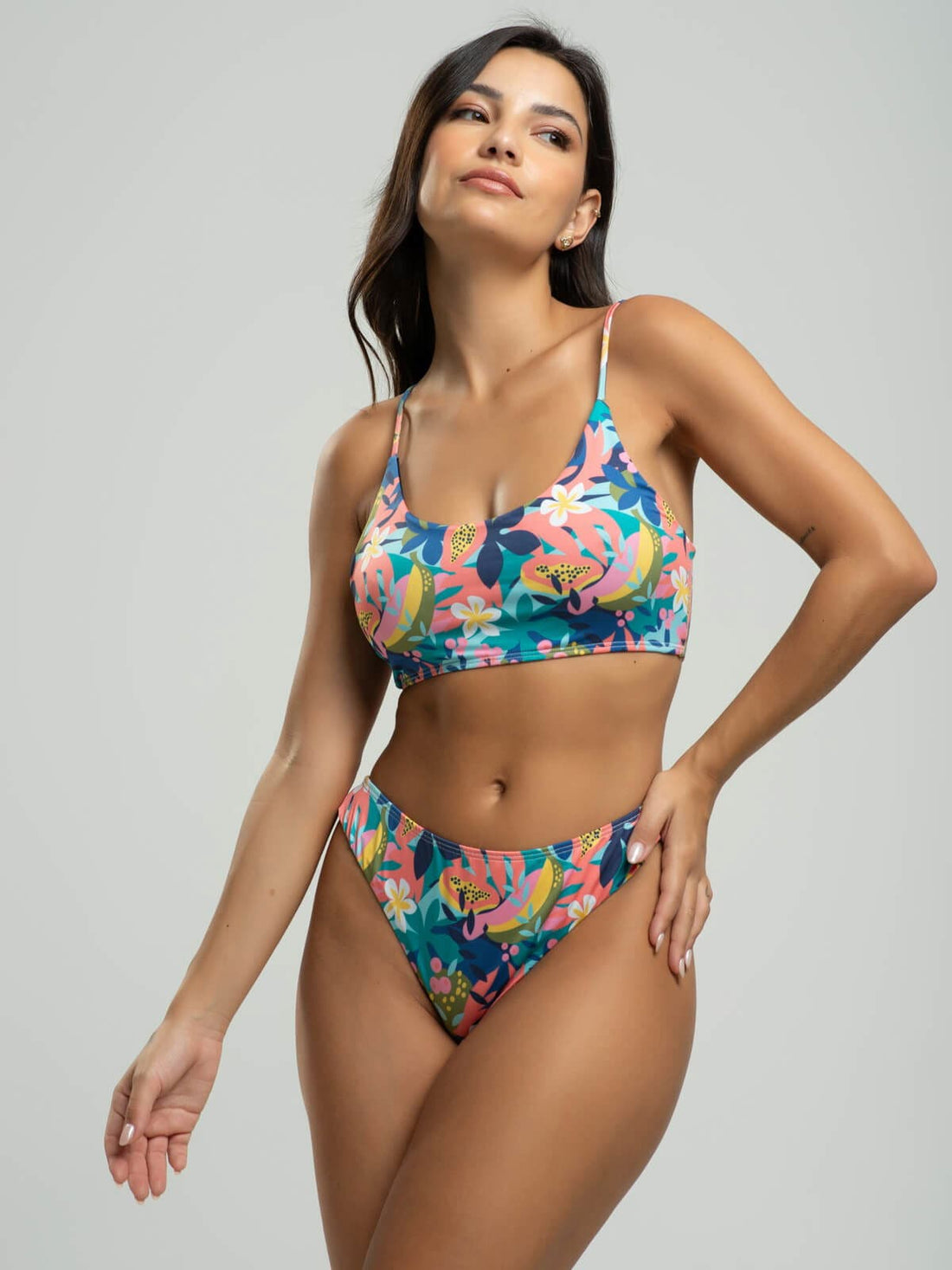 Biquíni Faixa Calcinha Fio Duplo Estampado Flor - Vicbela