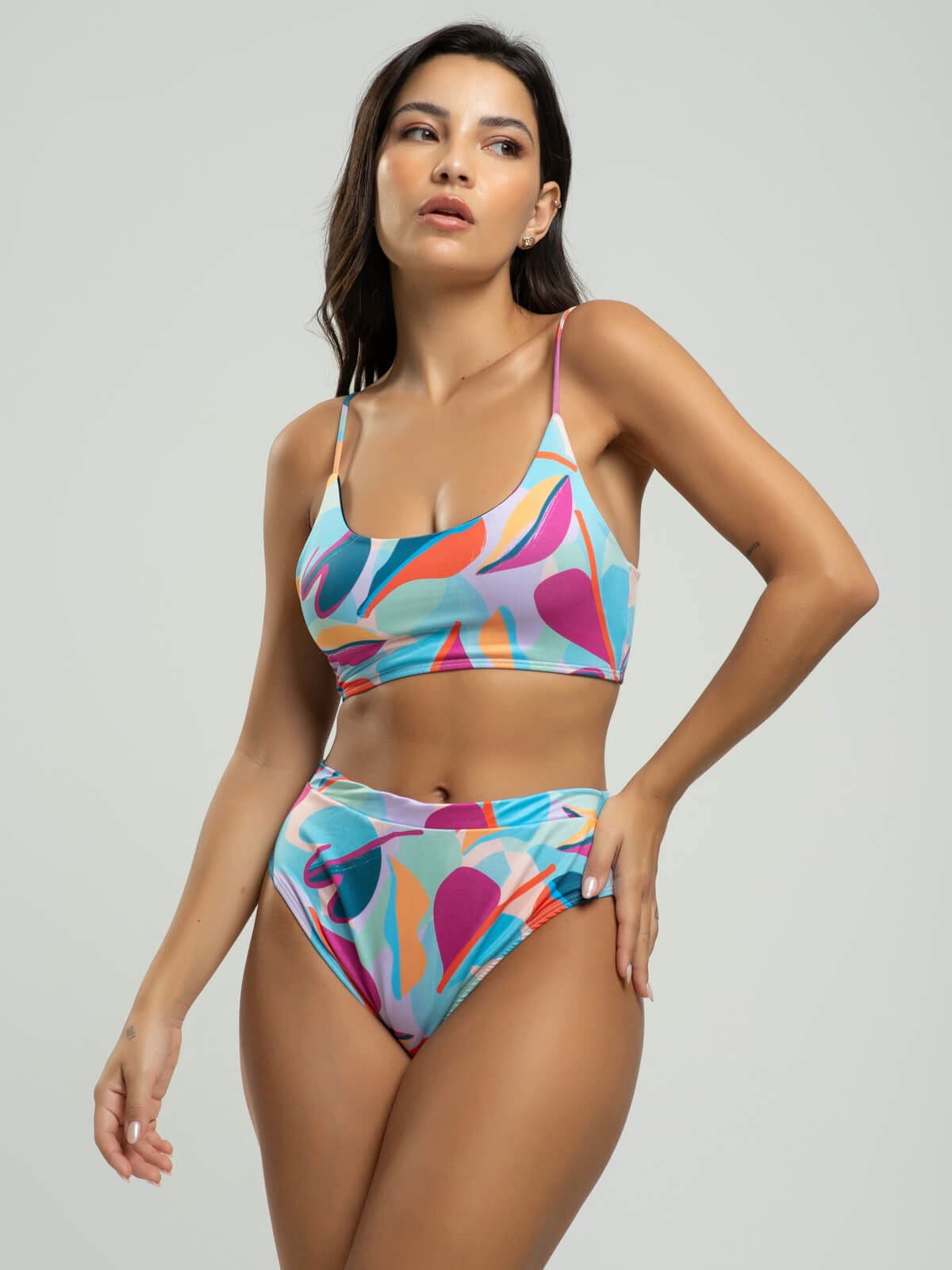 Biquíni Faixa Calcinha Hot Pants Estampado Colorido - Vicbela