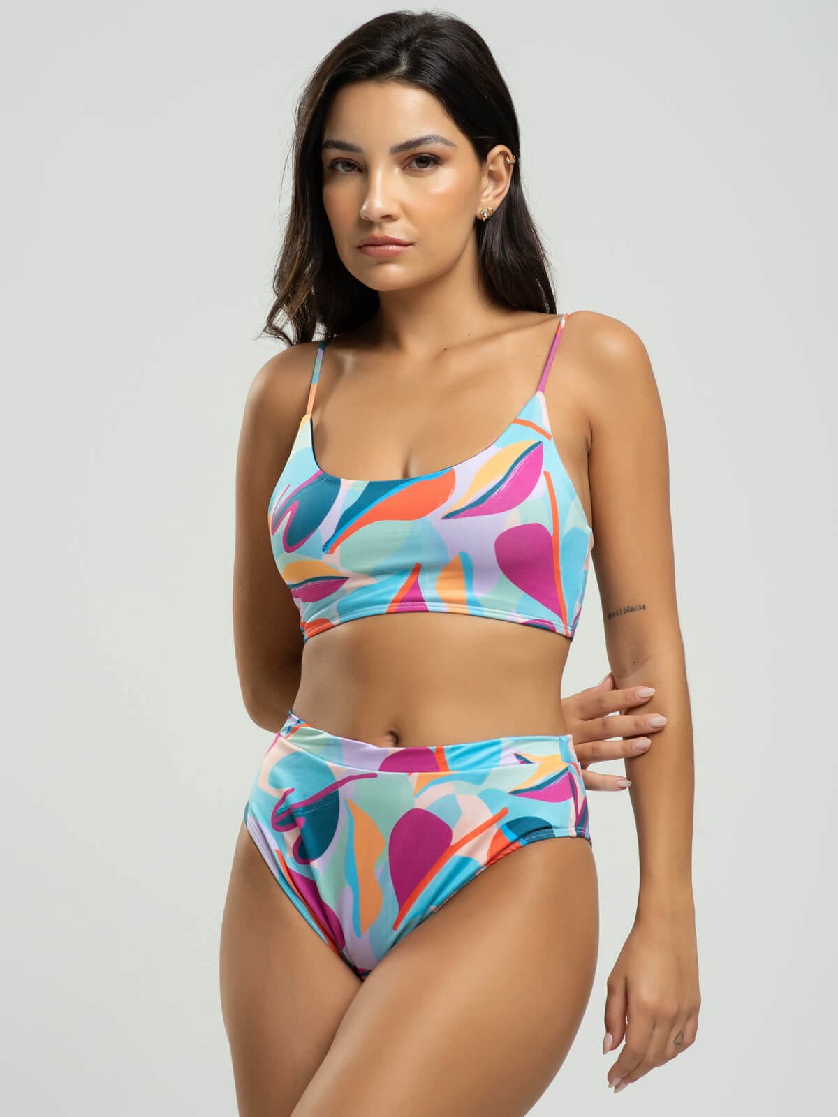 Biquíni Faixa Calcinha Hot Pants Estampado Colorido - Vicbela