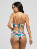 Biquíni Faixa Calcinha Hot Pants Estampado Flor - Vicbela