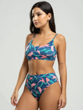 Biquíni Faixa Calcinha Hot Pants Estampado Folha - Vicbela