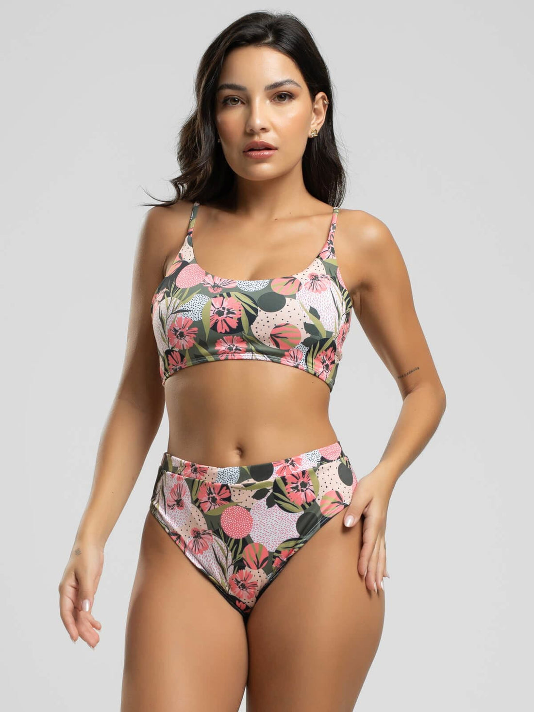 Biquíni Faixa Calcinha Hot Pants Estampado Rosa - Vicbela