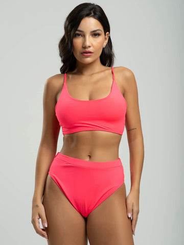 Biquíni Faixa Calcinha Hot Pants Liso Rosa - Vicbela