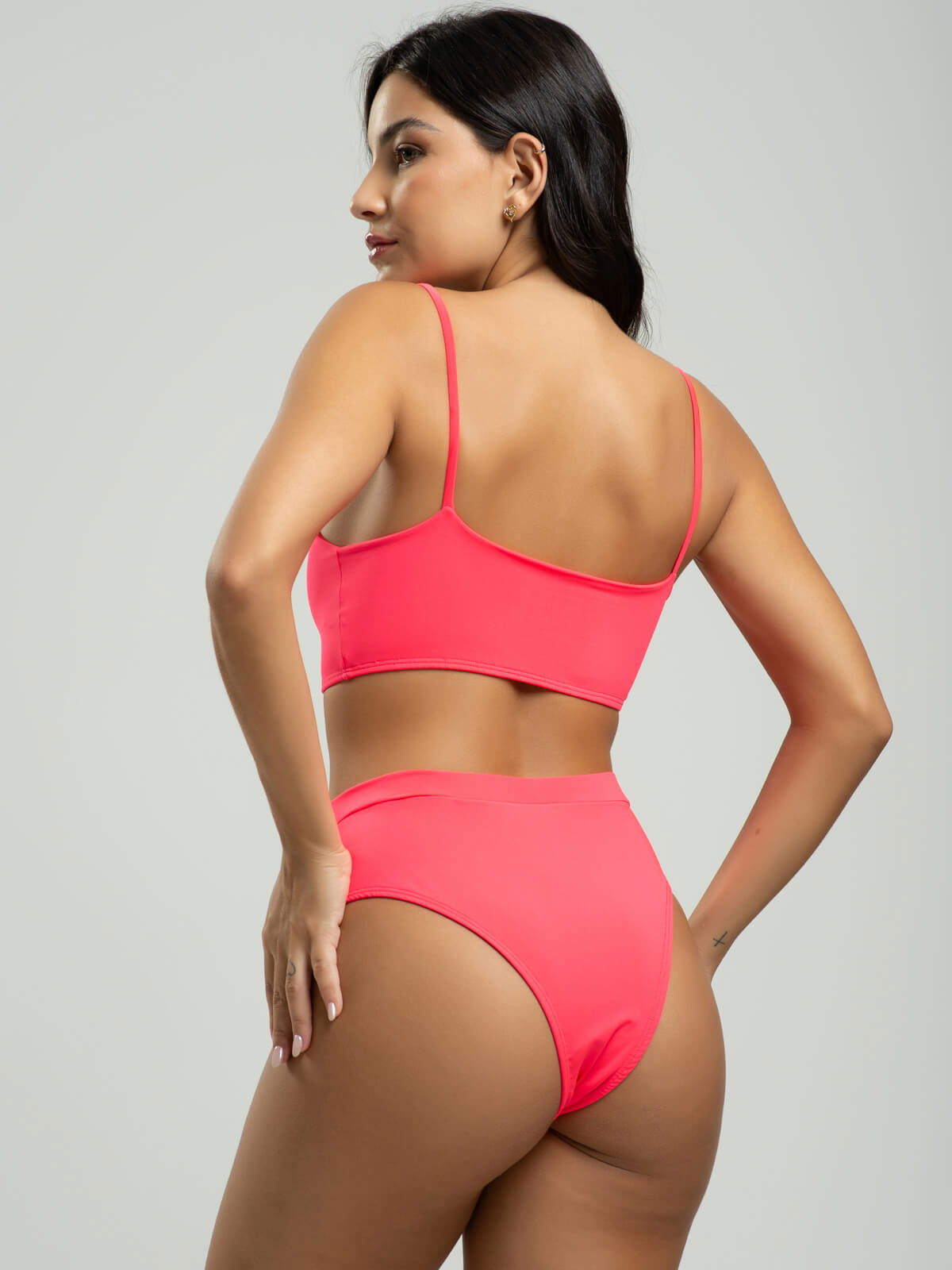 Biquíni Faixa Calcinha Hot Pants Liso Rosa - Vicbela