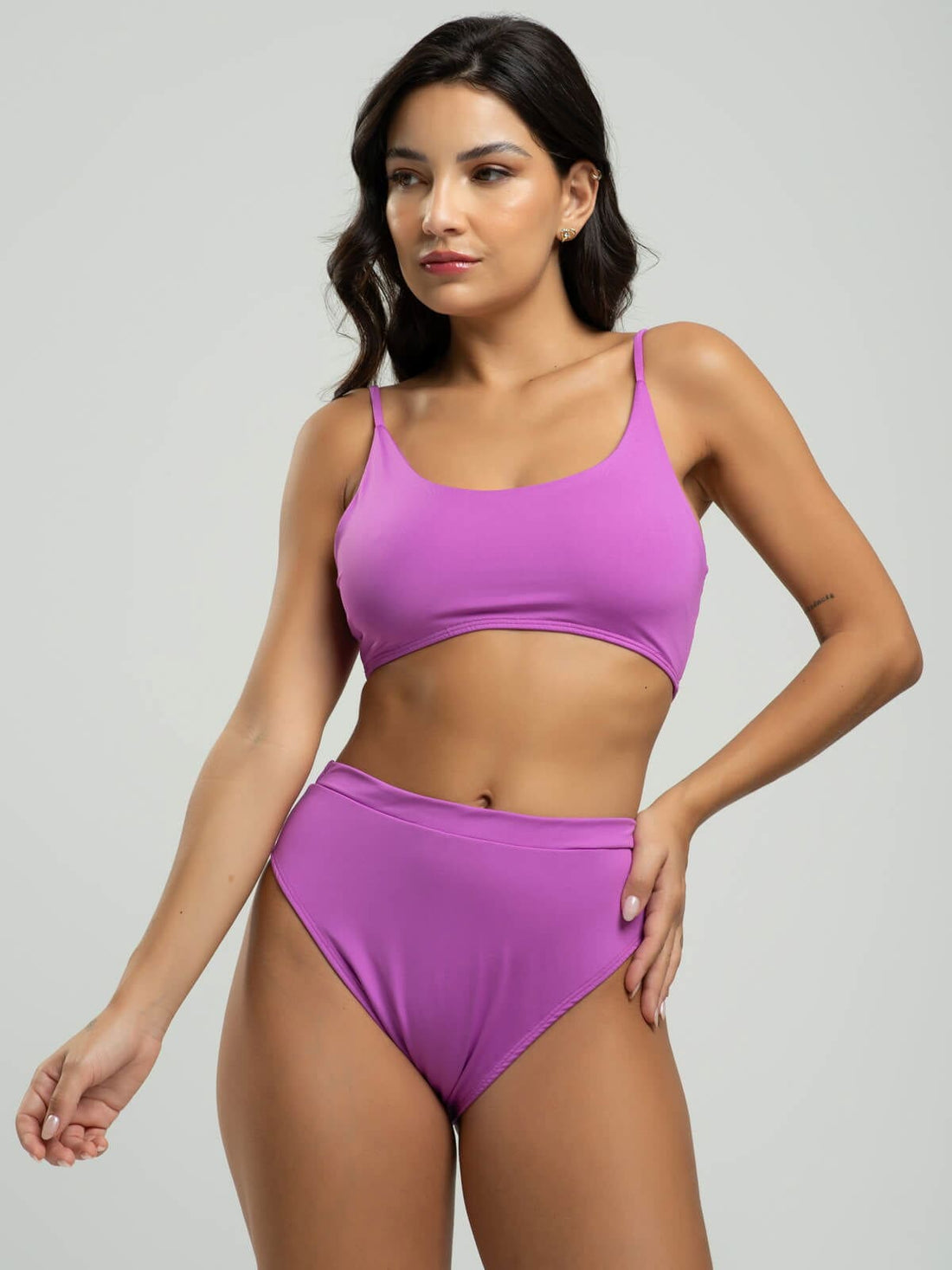 Biquíni Faixa Calcinha Hot Pants Liso Roxo - Vicbela
