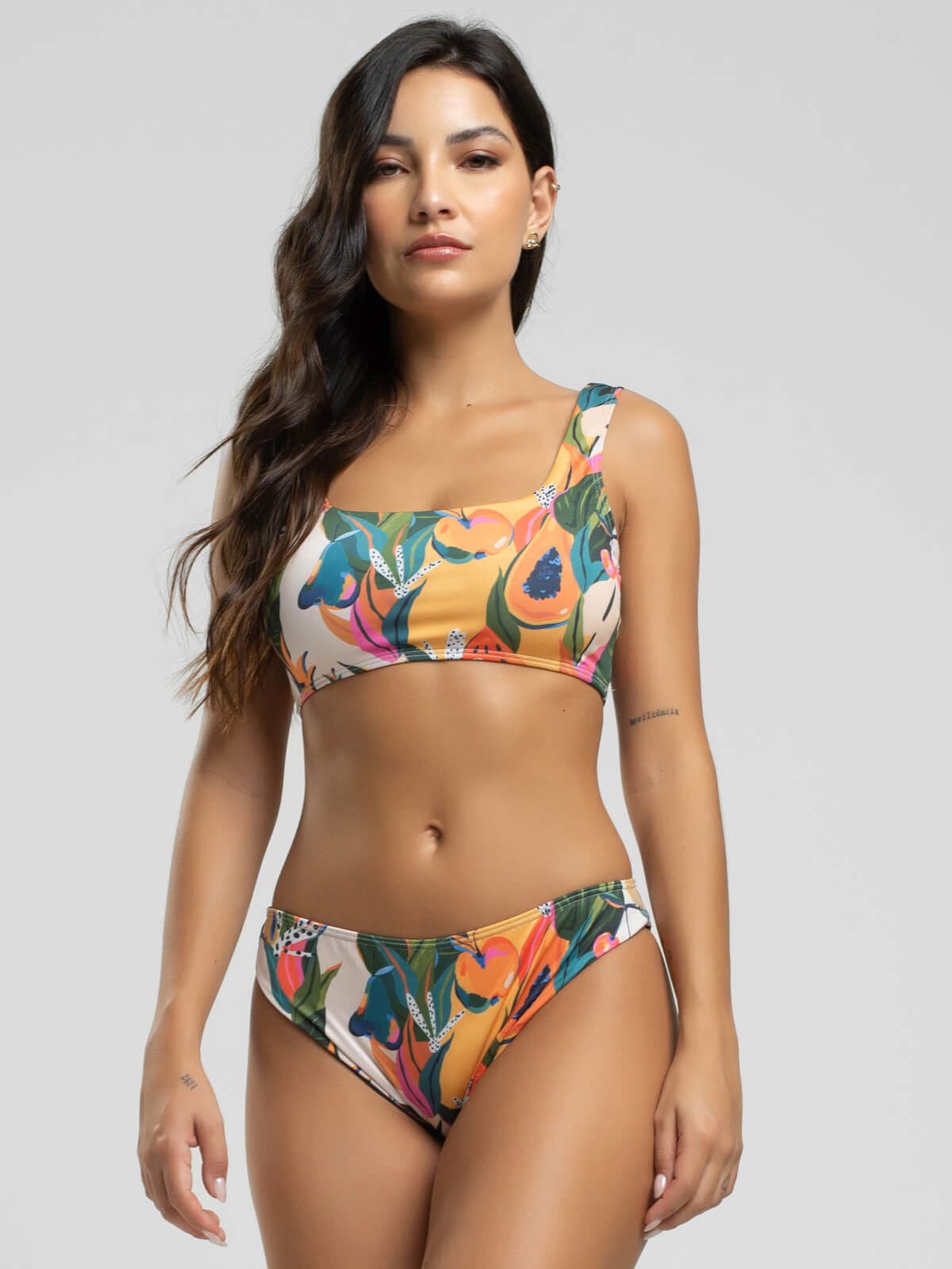 Biquini Regata Calcinha Comum Estampado Mamão - Vicbela