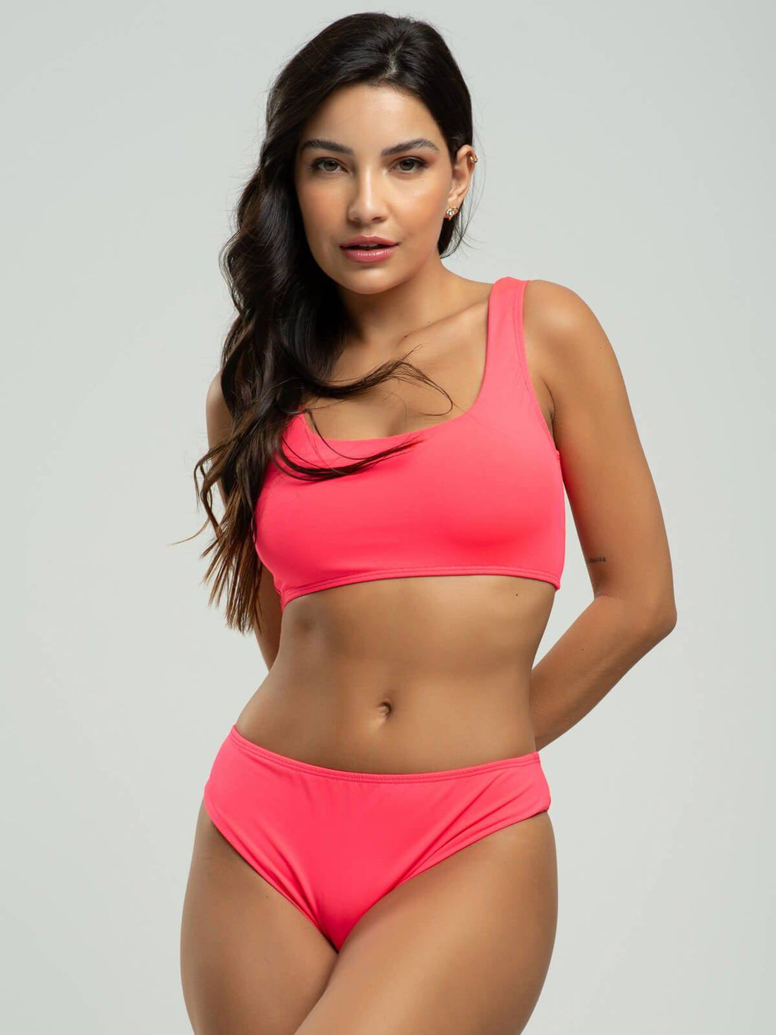 Biquini Regata Calcinha Comum Liso Rosa - Vicbela
