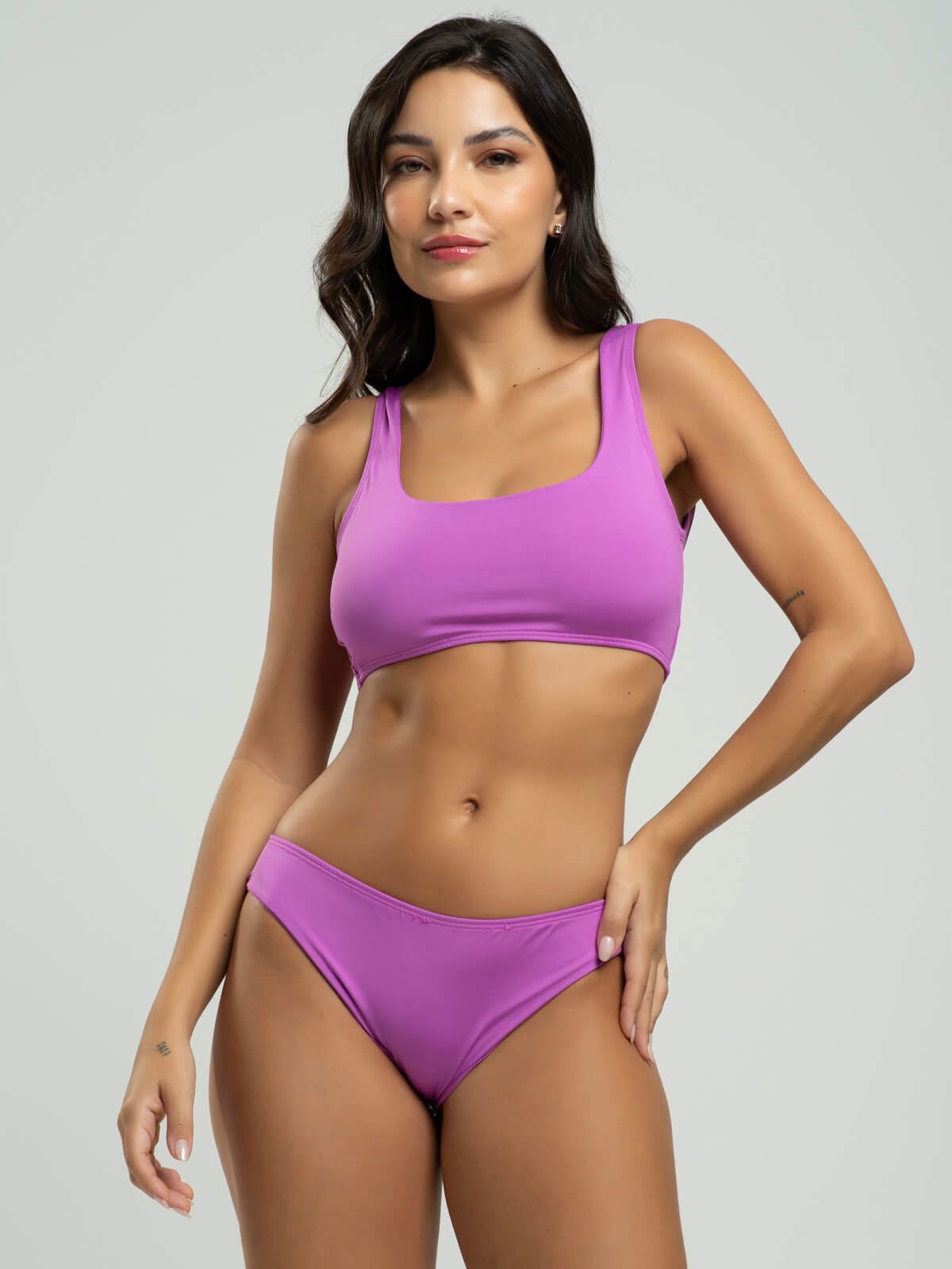 Biquini Regata Calcinha Comum Liso Roxo - Vicbela