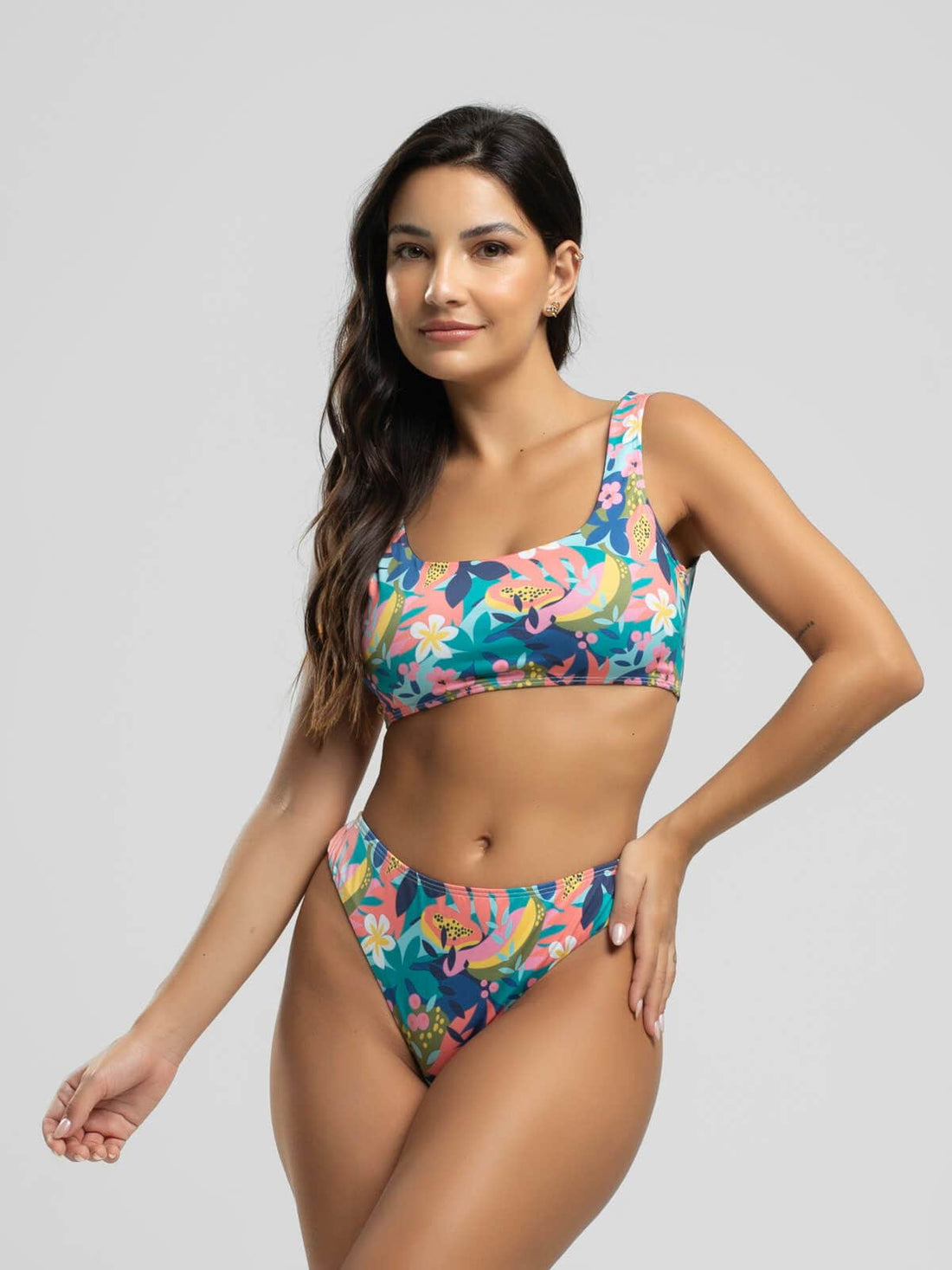 Biquini Regata Fio Duplo Estampado Flor - Vicbela