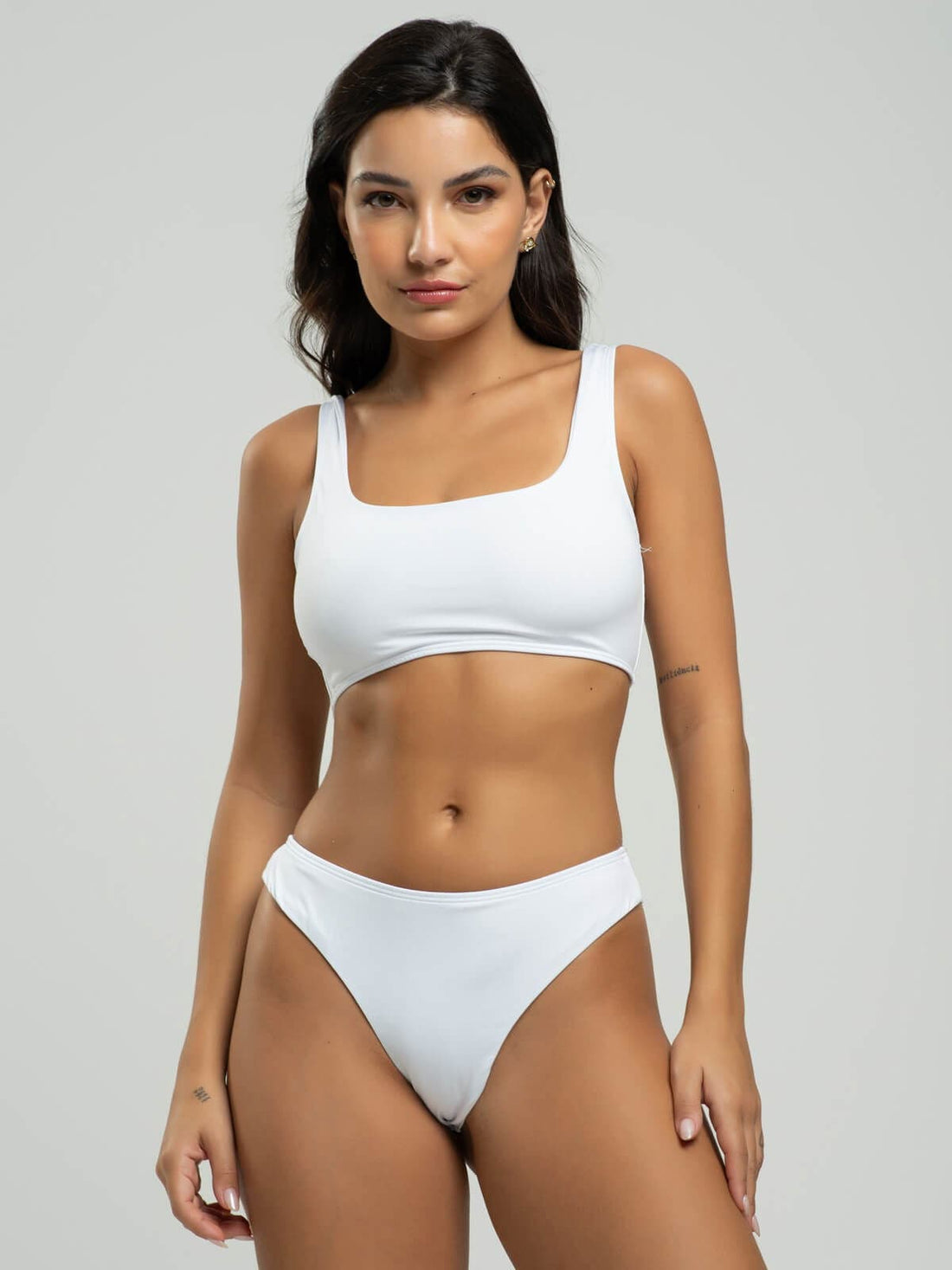 Biquini Regata Fio Duplo Liso Branco - Vicbela