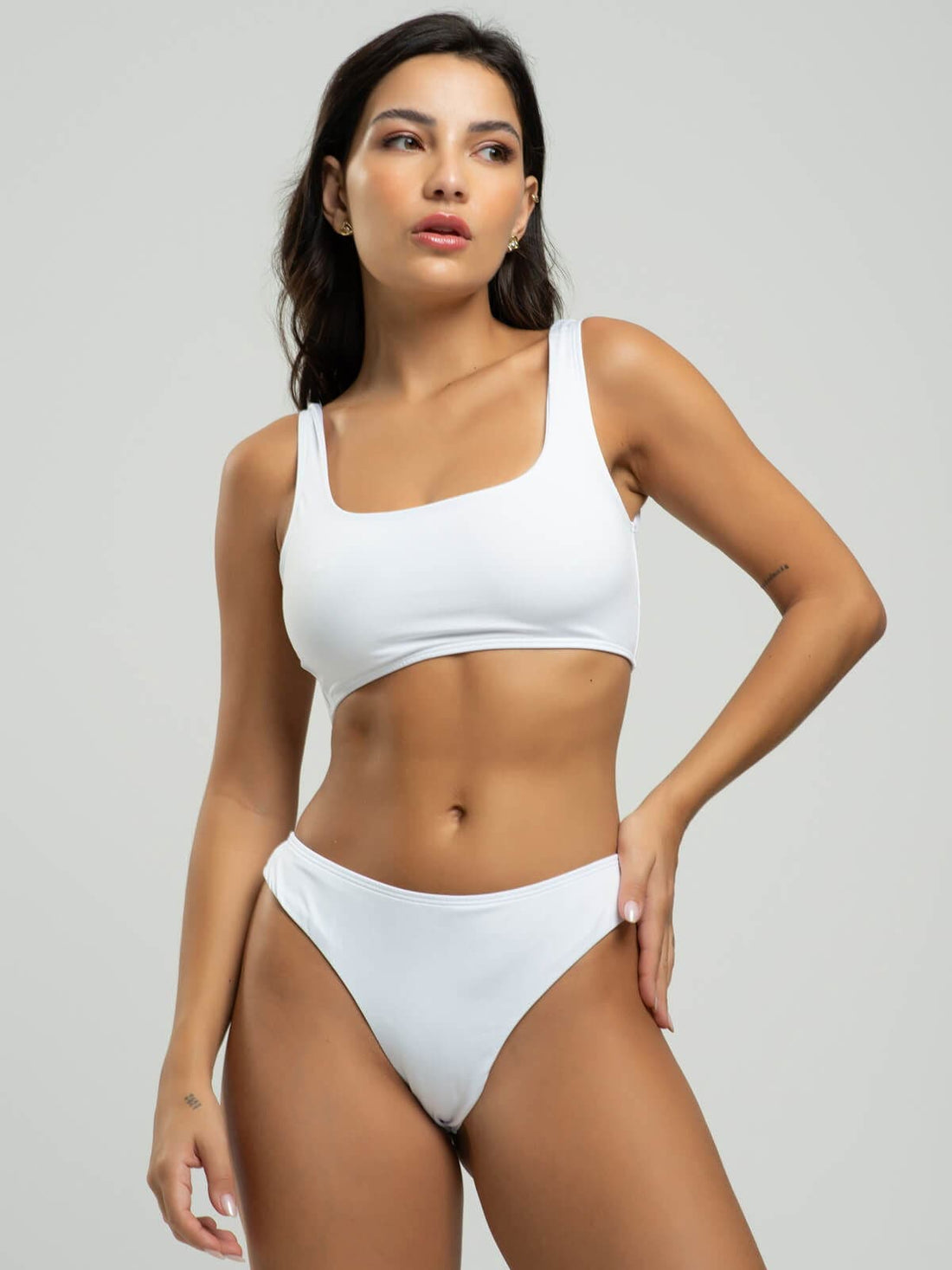 Biquini Regata Fio Duplo Liso Branco - Vicbela