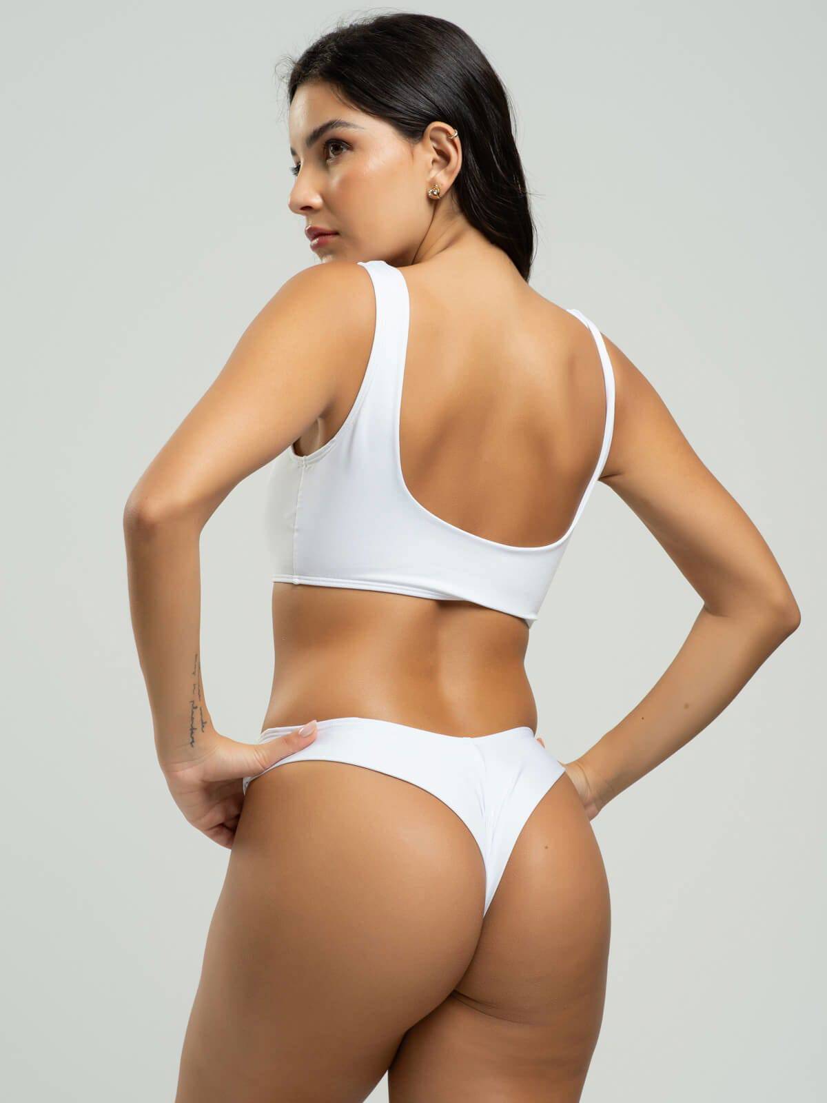 Biquini Regata Fio Duplo Liso Branco - Vicbela