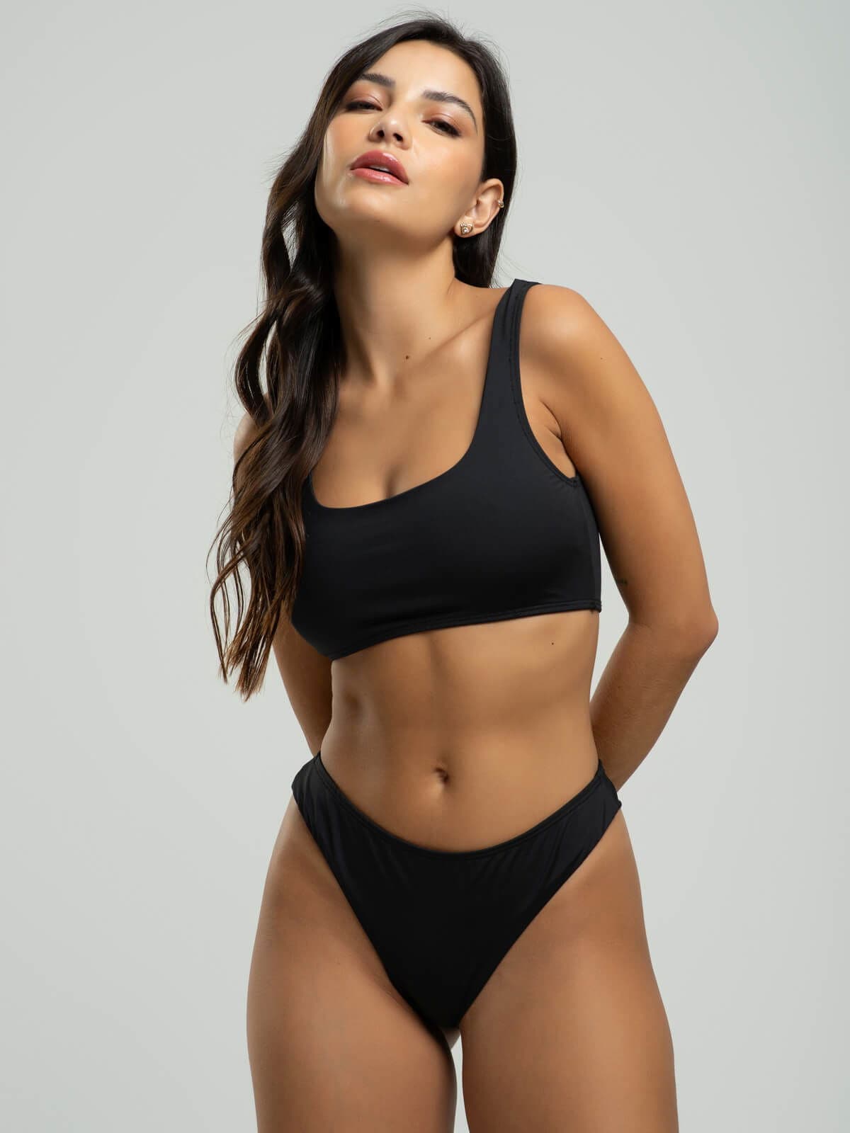 Biquini Regata Fio Duplo Liso Preto - Vicbela