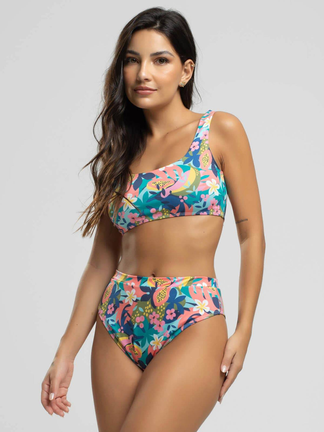 Biquini Regata Hot Pants Estampado Flor - Vicbela