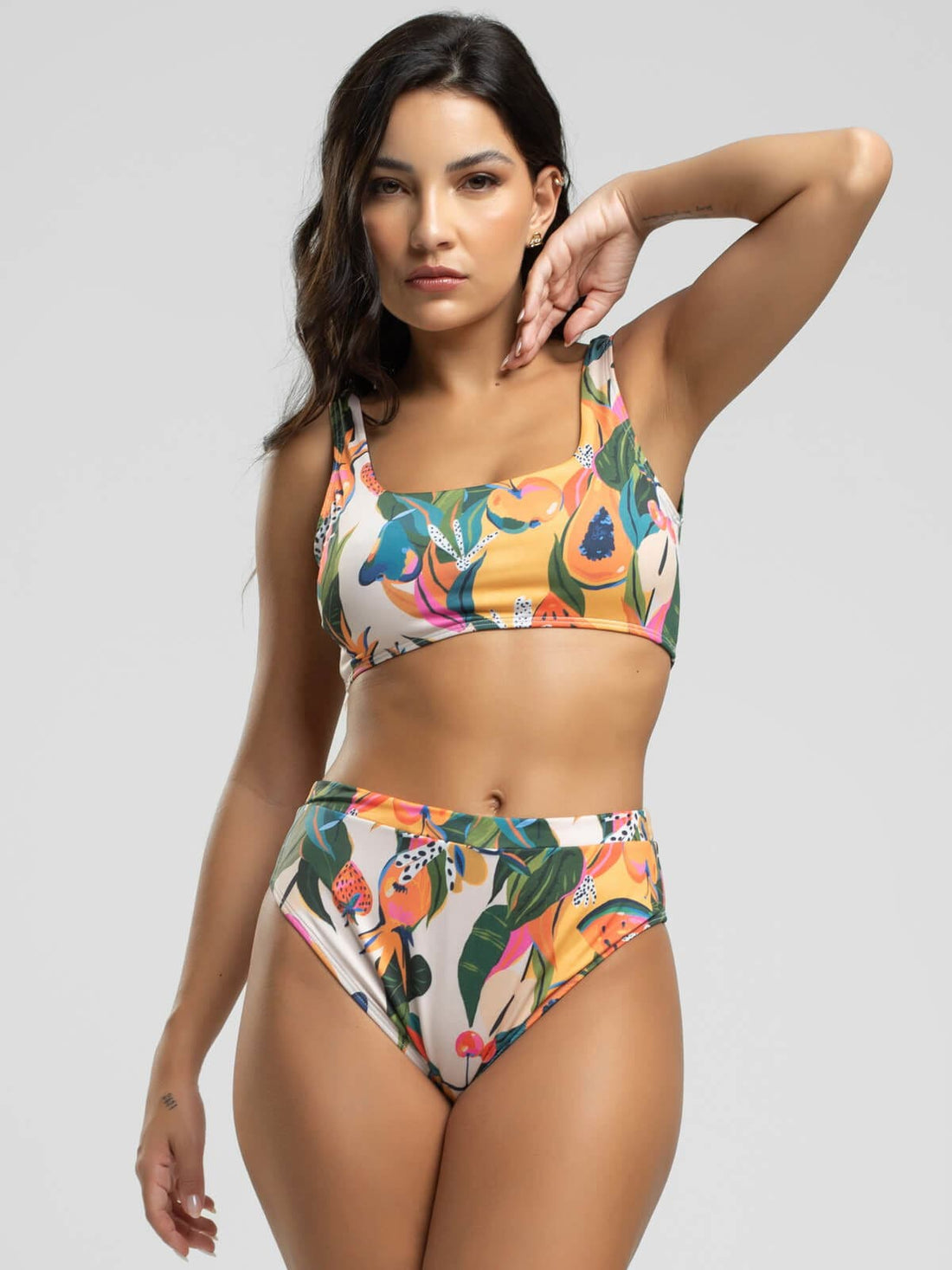 Biquini Regata Hot Pants Estampado Mamão - Vicbela
