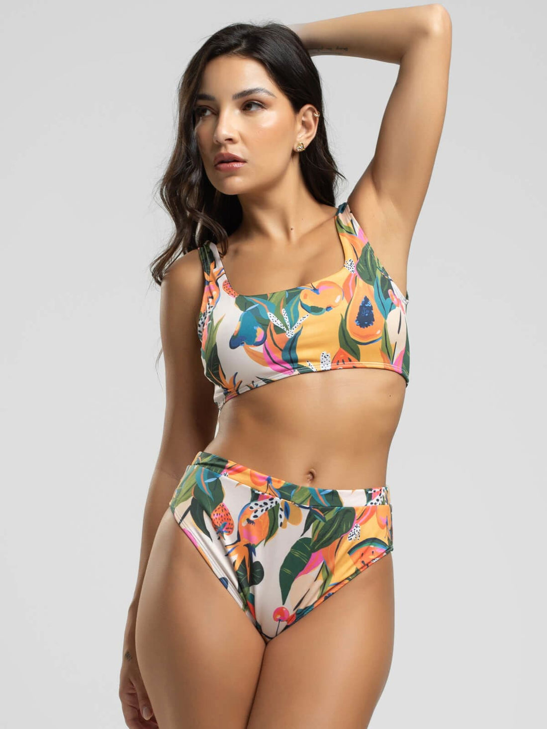 Biquini Regata Hot Pants Estampado Mamão - Vicbela