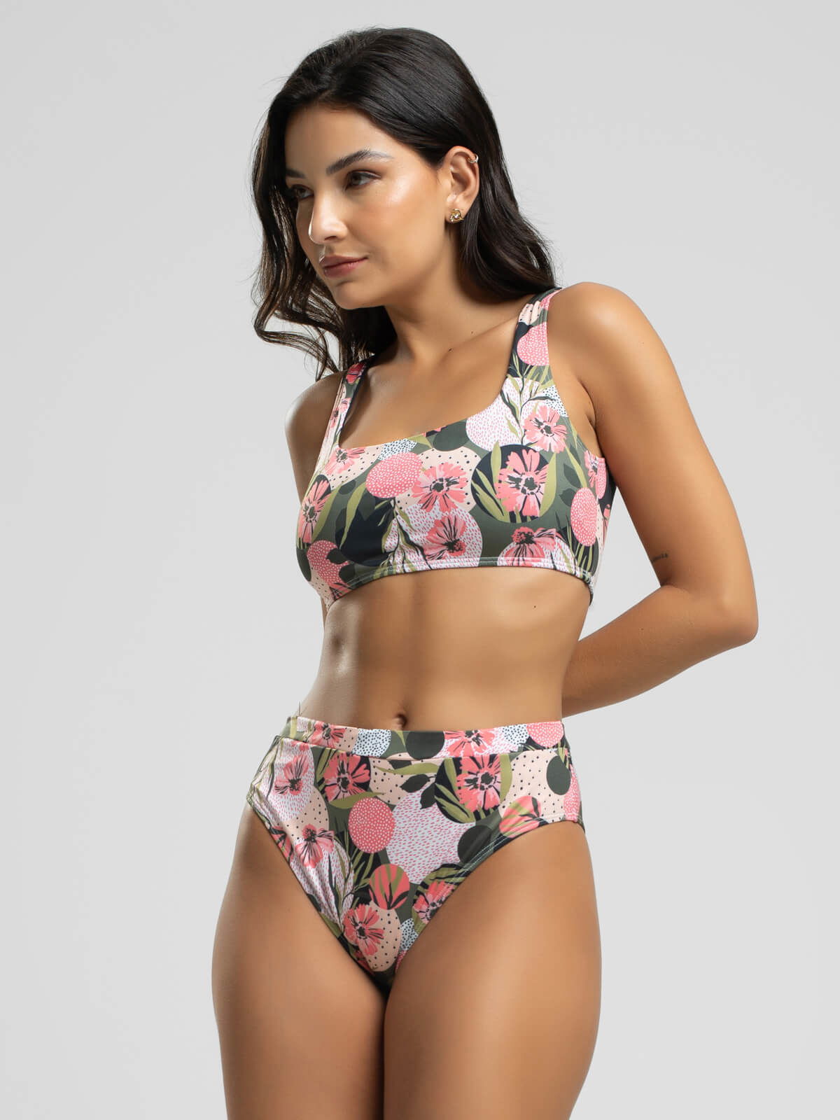 Biquini Regata Hot Pants Estampado Rosa - Vicbela