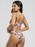 Biquini Regata Hot Pants Estampado Rosa - Vicbela