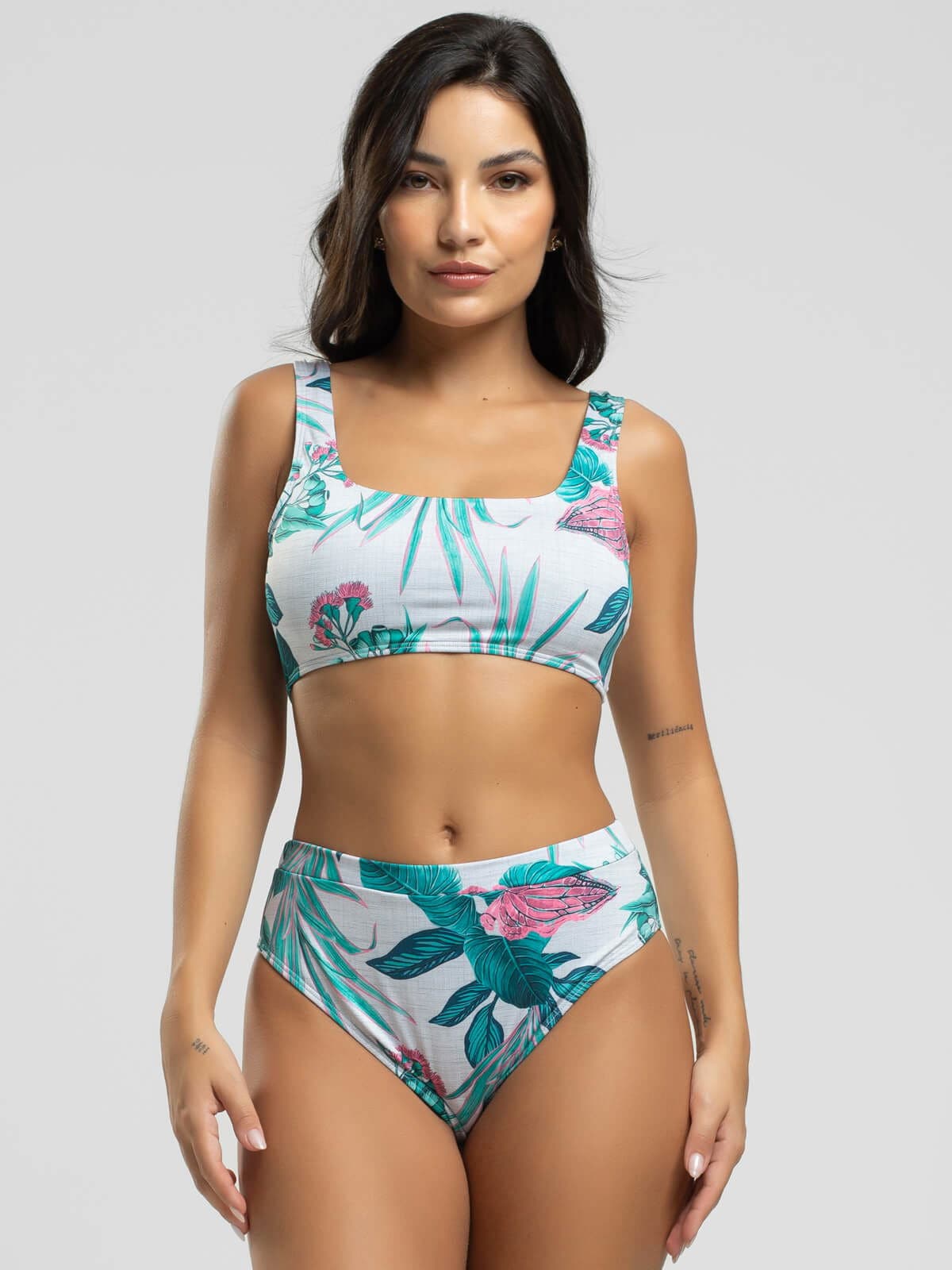 Biquini Regata Hot Pants Estampado Verde - Vicbela