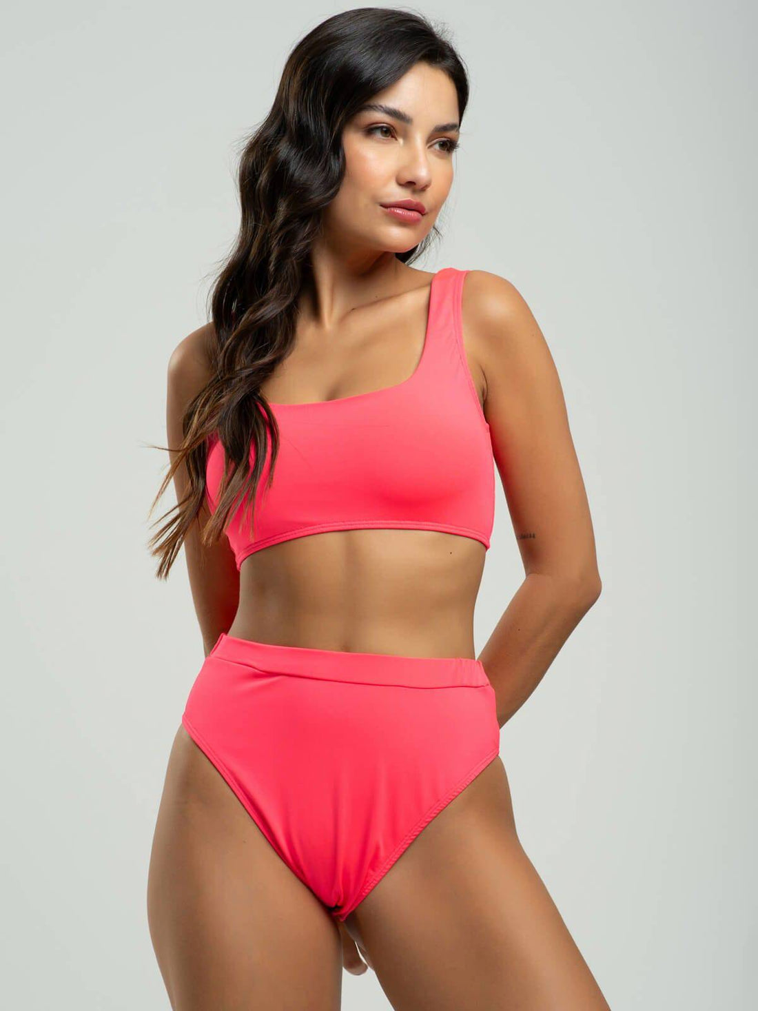 Biquini Regata Hot Pants Liso Rosa - Vicbela