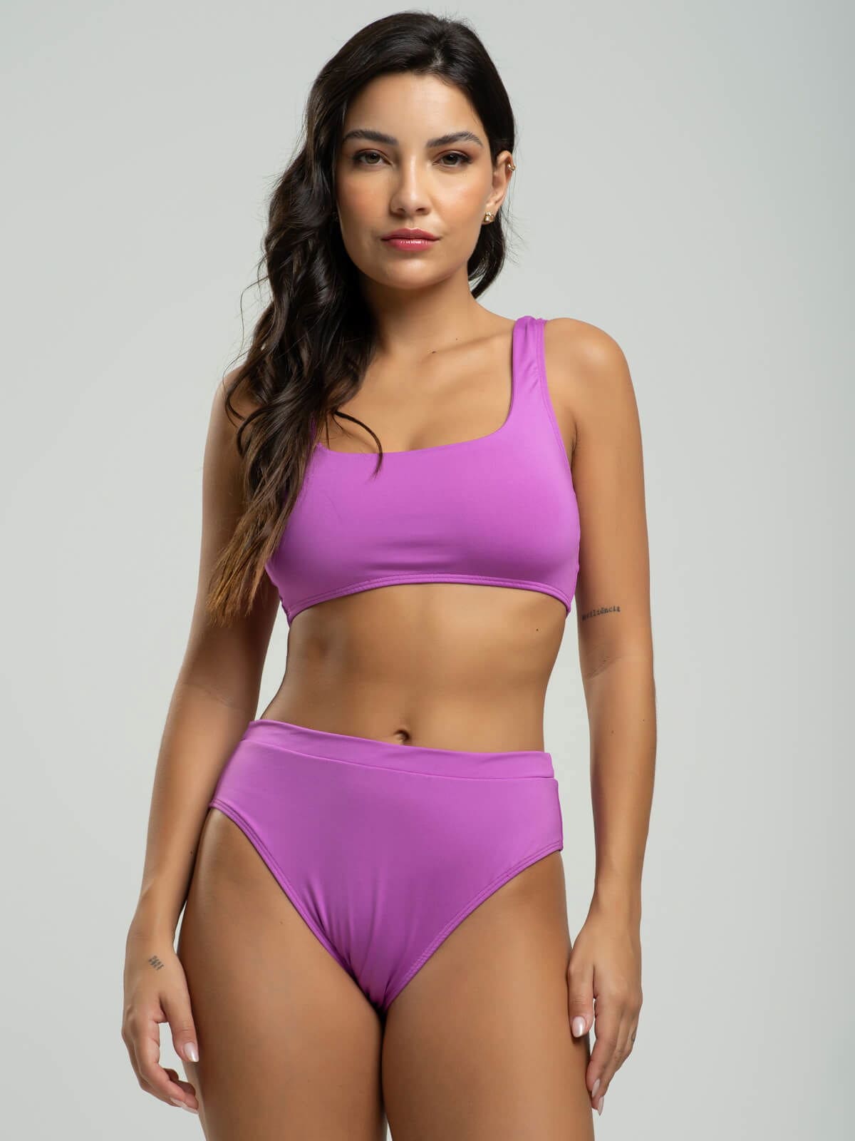 Biquini Regata Hot Pants Liso Roxo - Vicbela