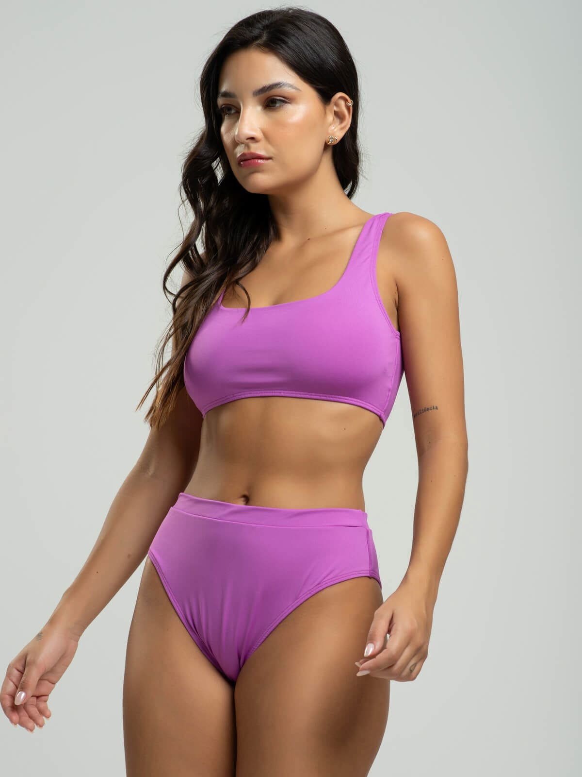 Biquini Regata Hot Pants Liso Roxo - Vicbela