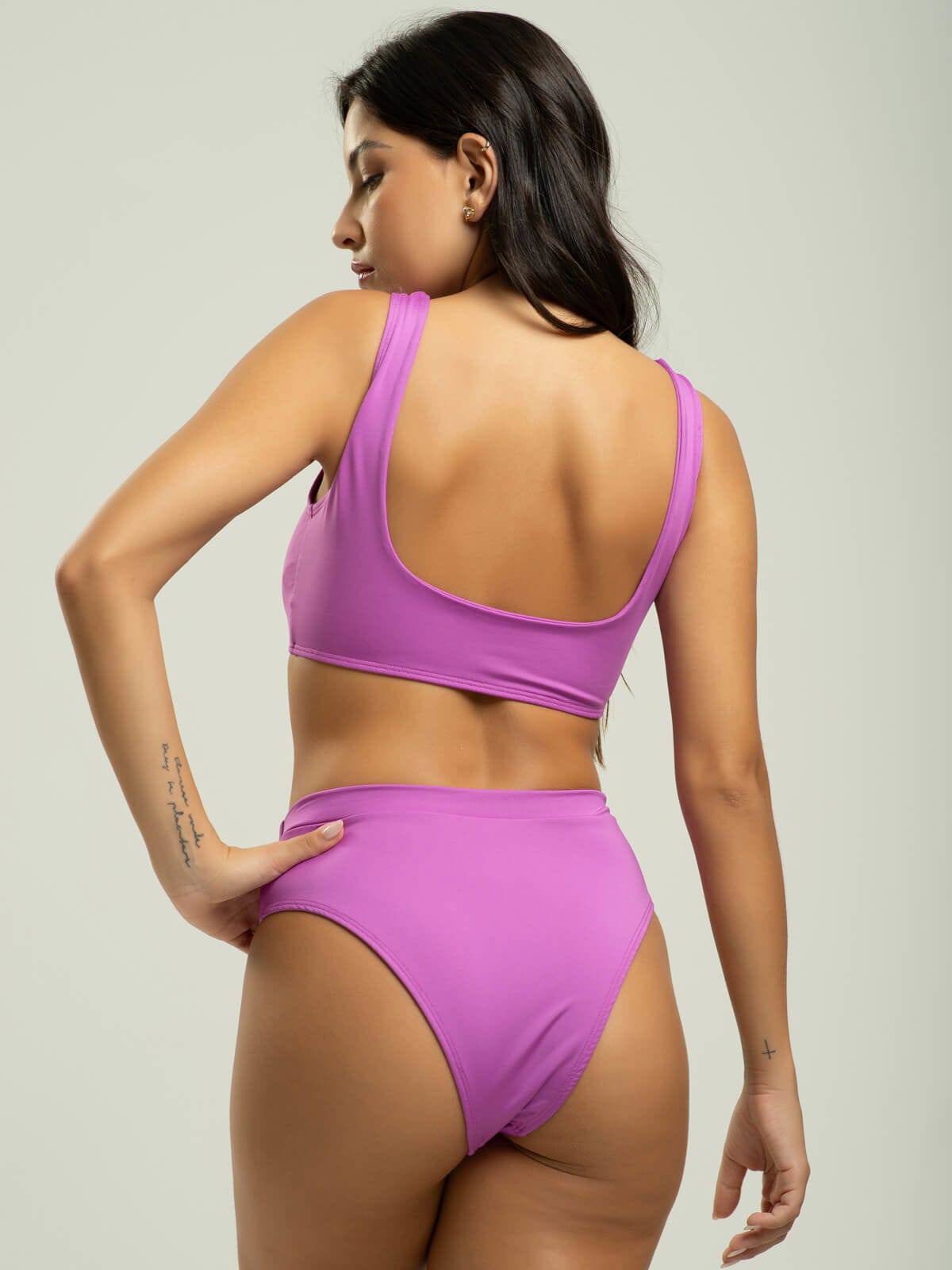 Biquini Regata Hot Pants Liso Roxo - Vicbela