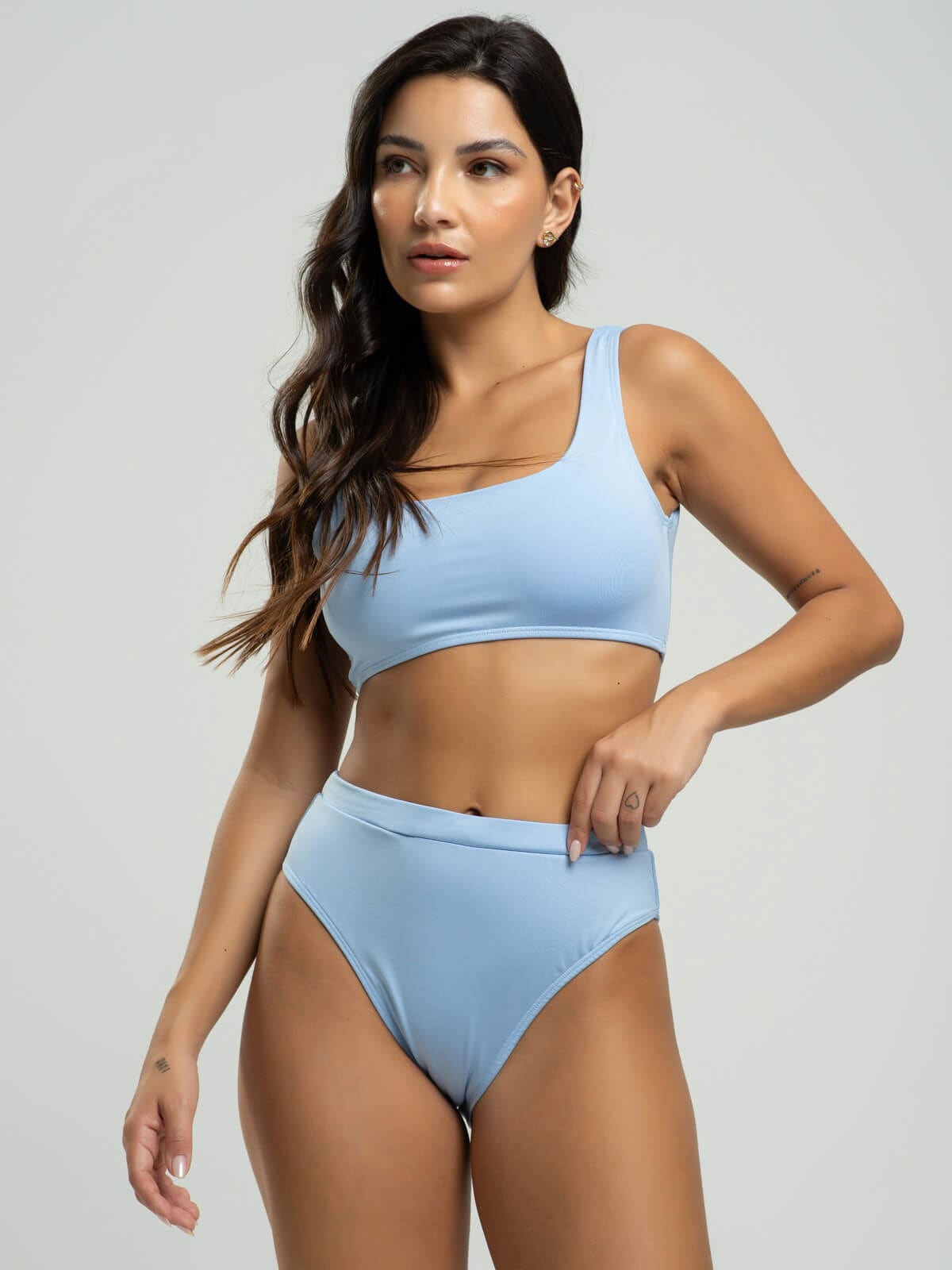 Biquini Regata Hot Pants Liso Serenity - Vicbela