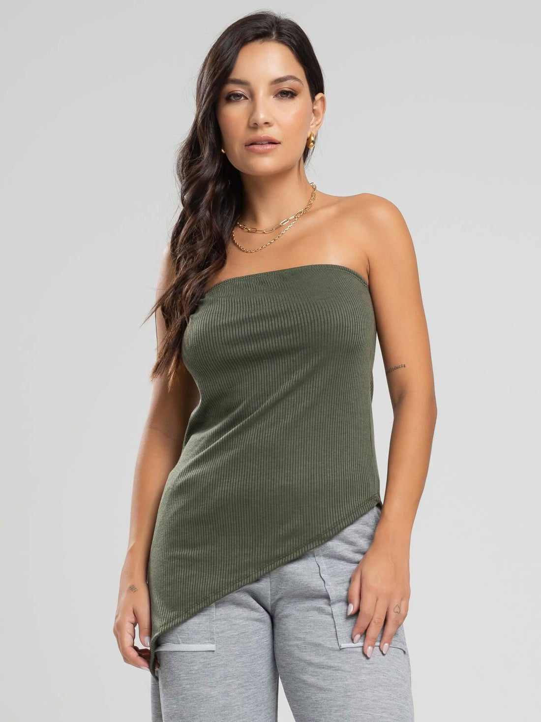 Blusa Assimétrica Tomara que Caia Verde - Vicbela